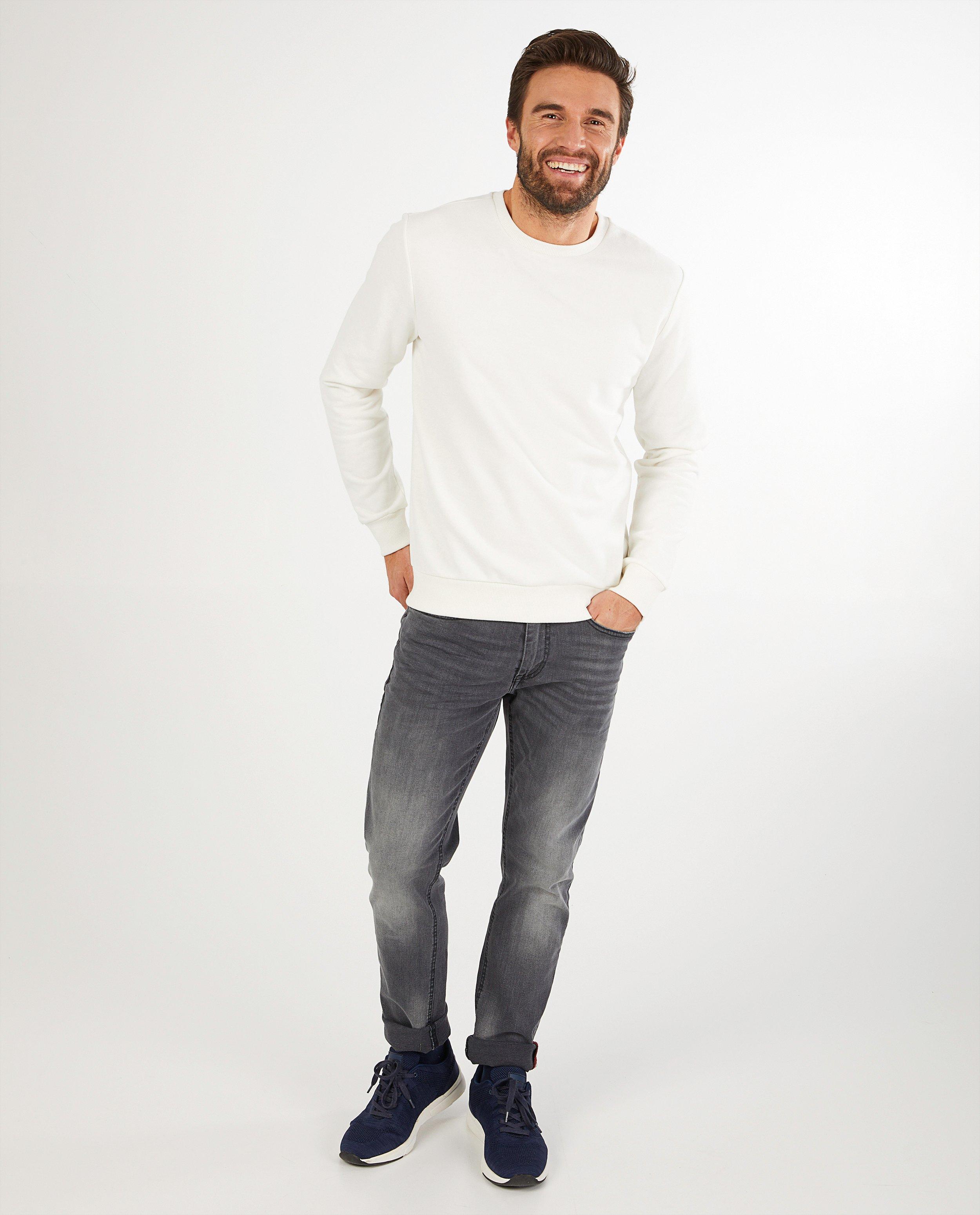 Witte sweater, heren - kampsweater - JBC