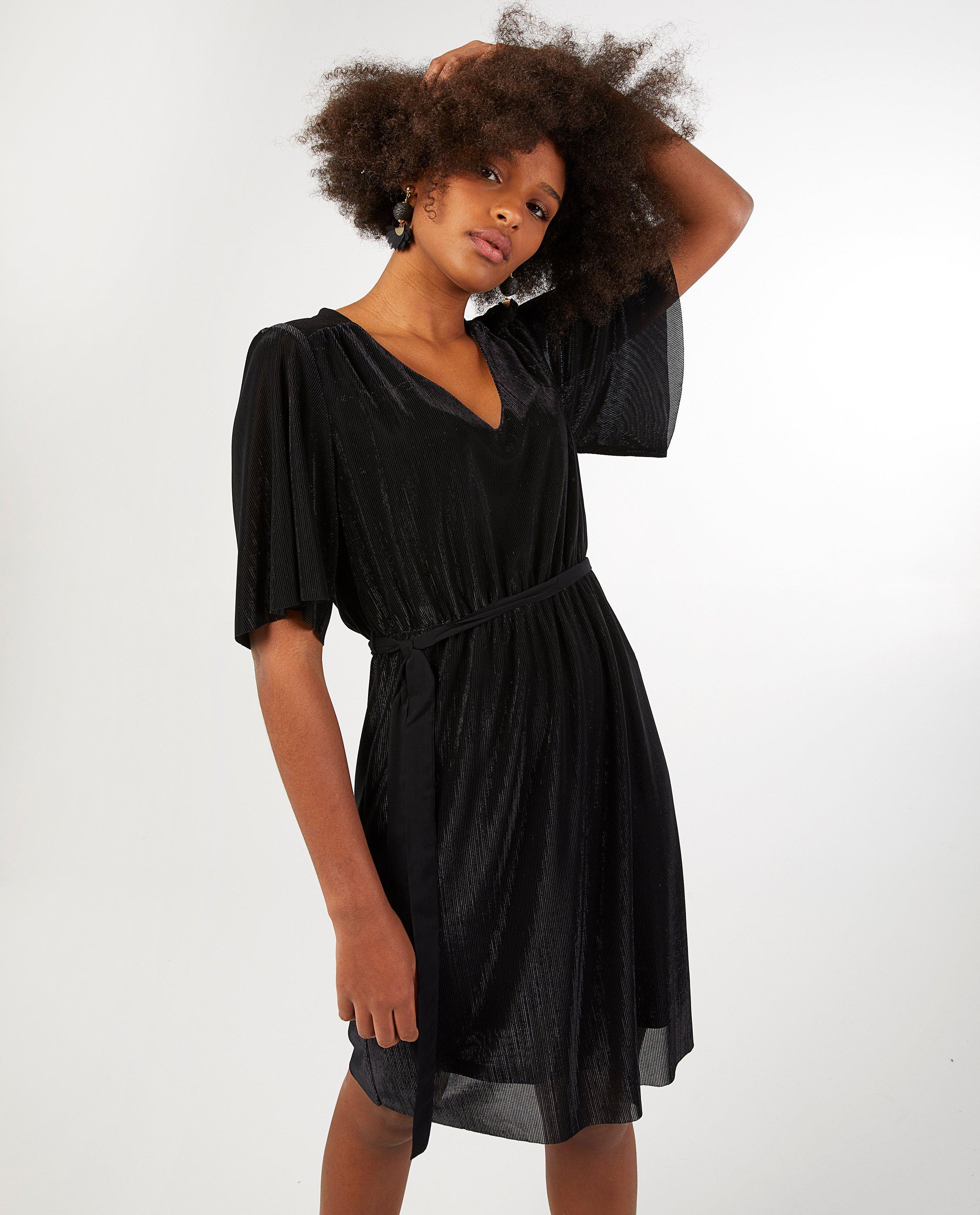 Robe noire ceinture a nouer Youh effet brillant YOUH JBC Belgique Belgique