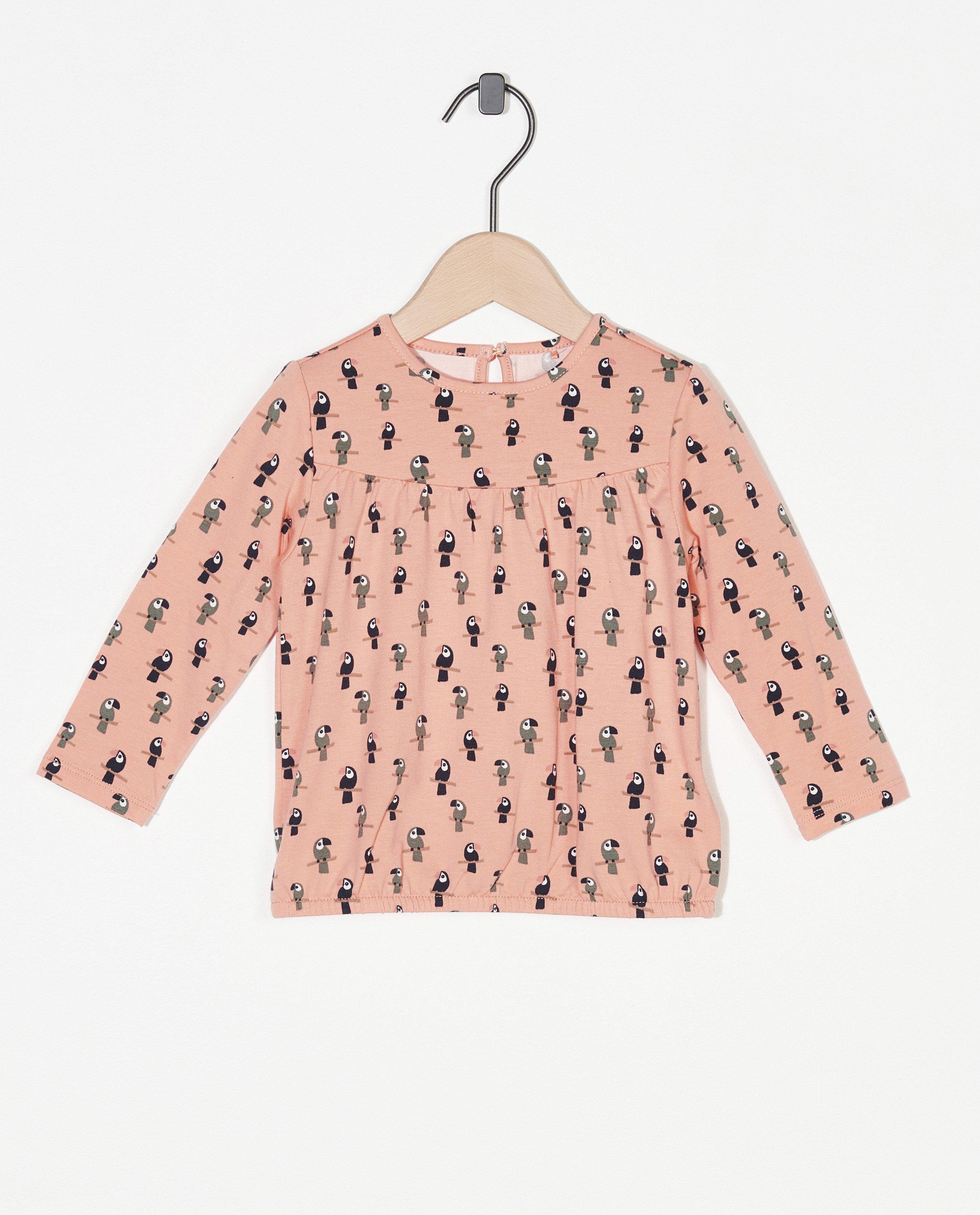 Oranje longsleeve met toekanprint - allover - Cuddles and Smiles
