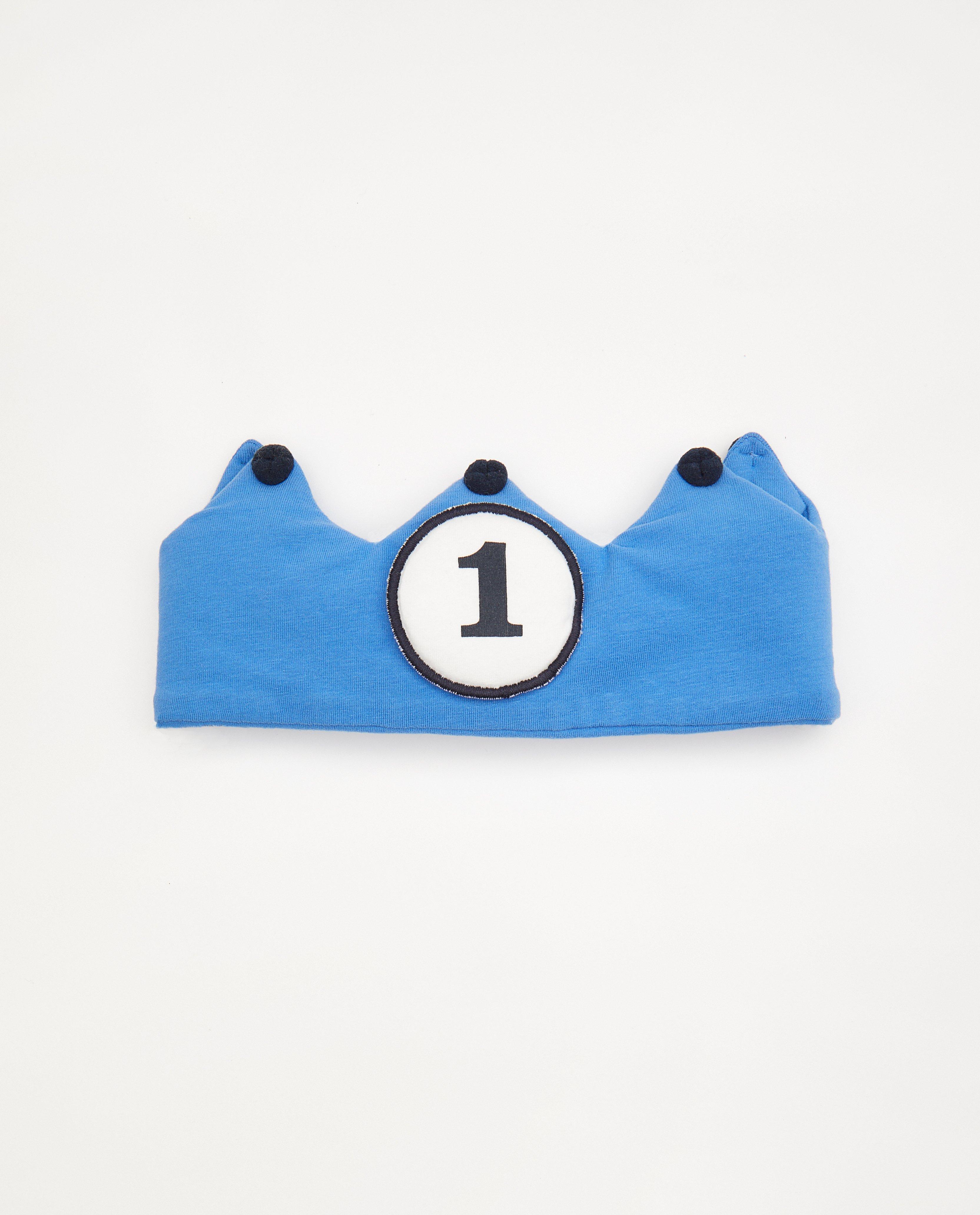 Couronne d’anniversaire avec 2 écussons AVA x JBC - bleue - Cuddles and Smiles