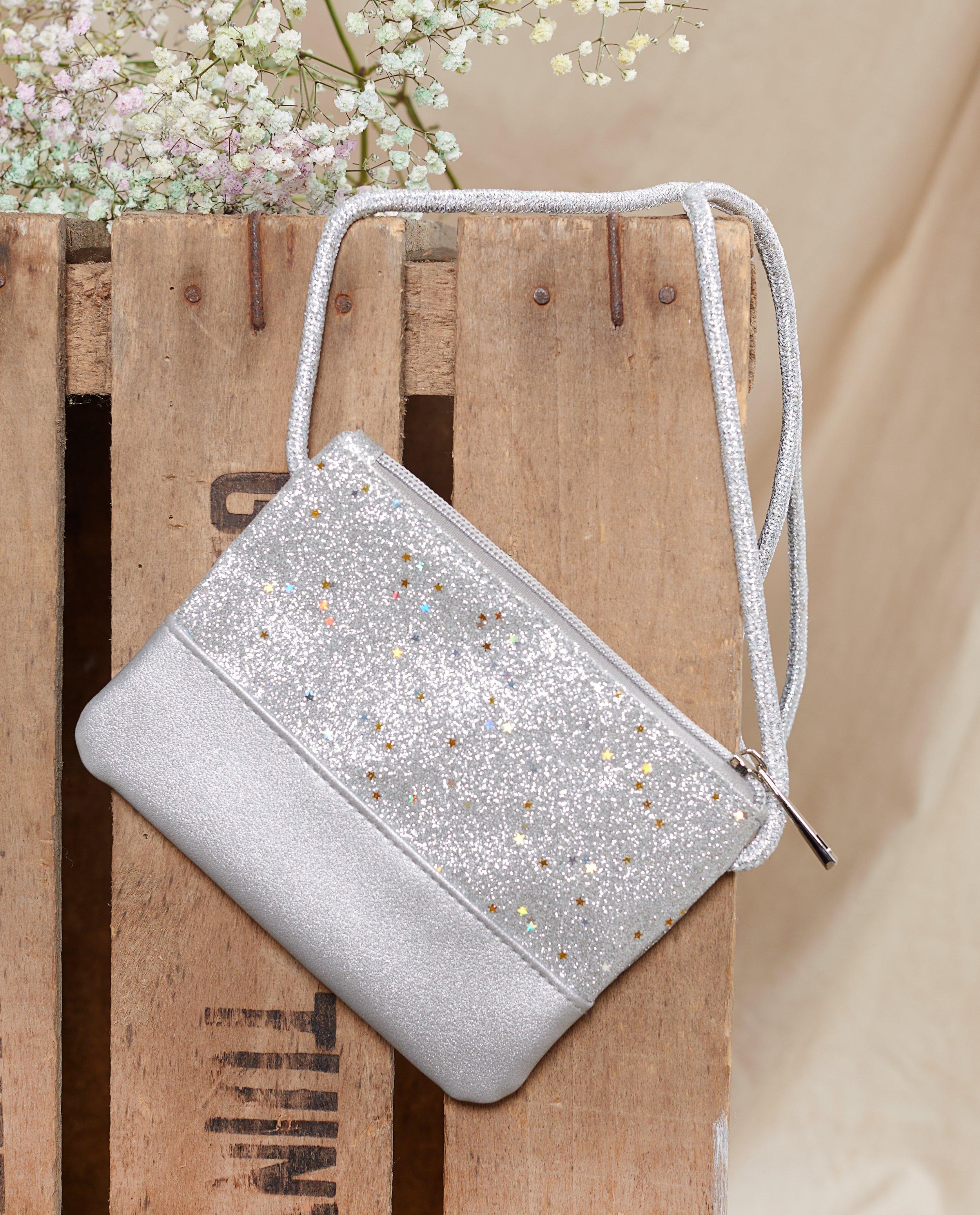 Zilverkleurig tasje Communie - met glitter - JBC