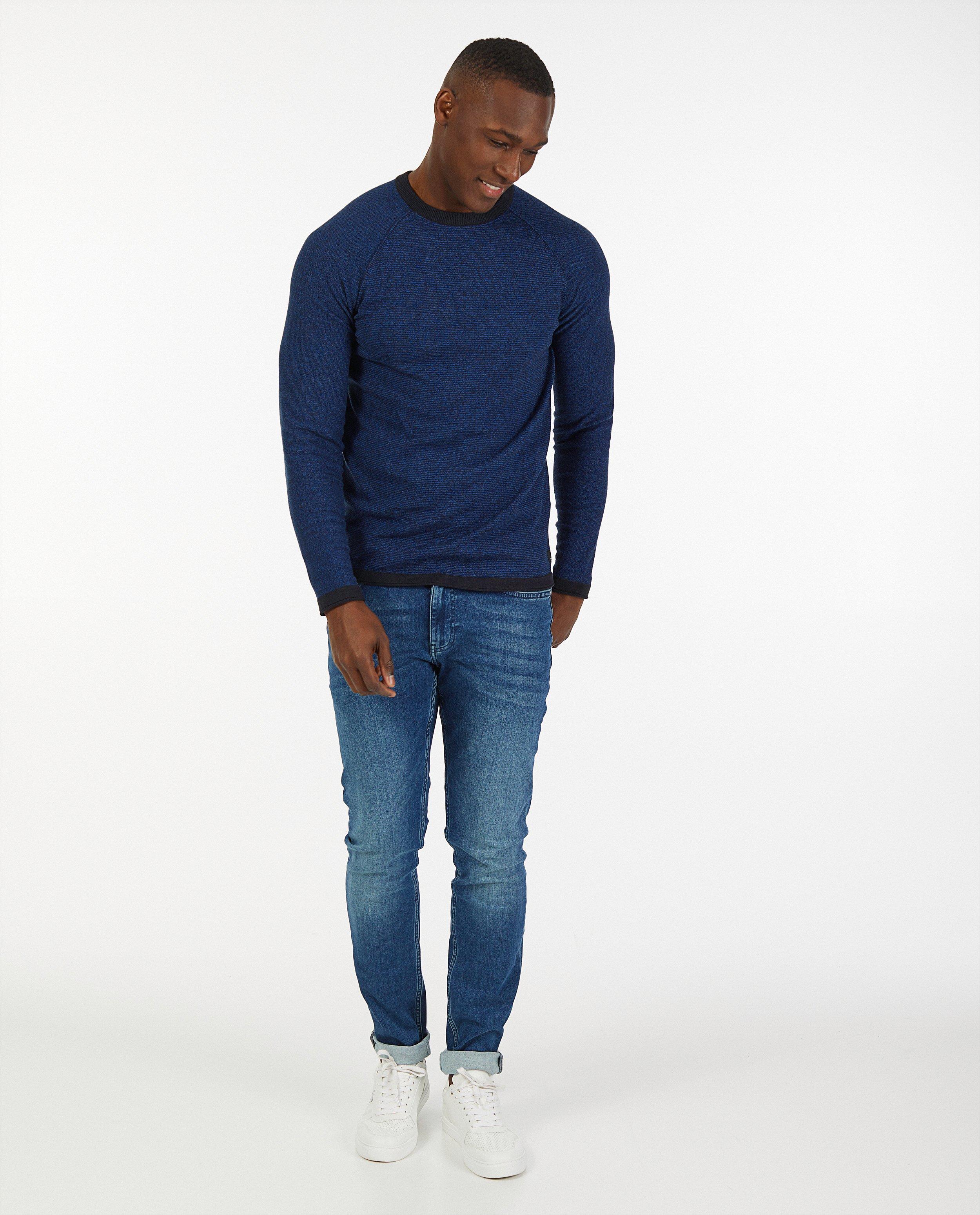 Pull brun en coton bio - à rayures - Quarterback
