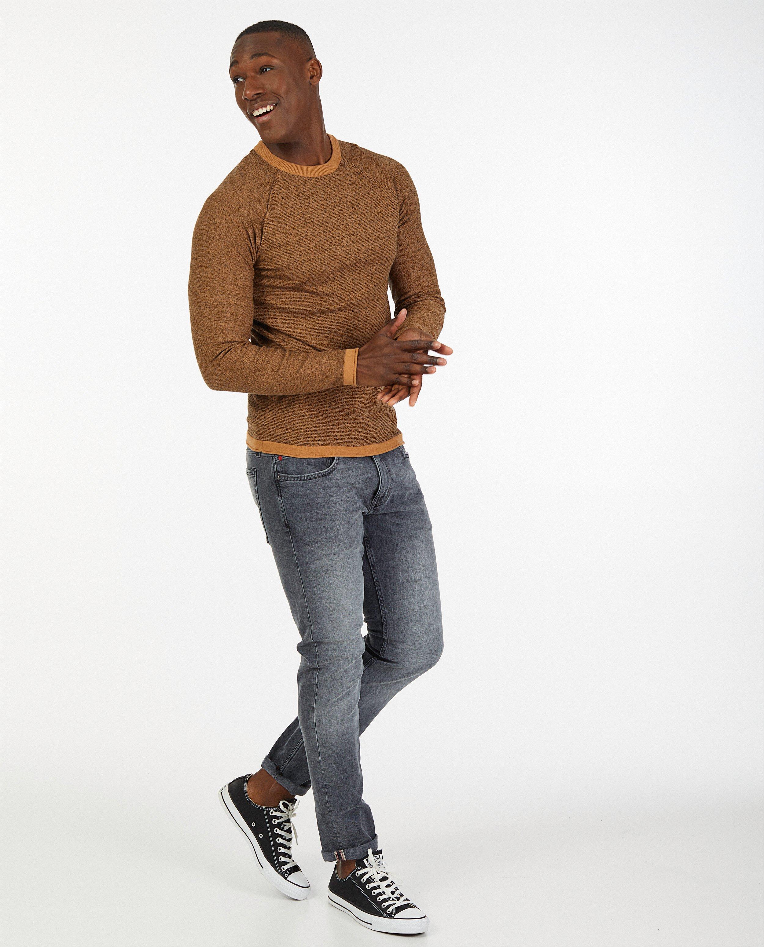 Pull brun en coton bio - à rayures - Quarterback