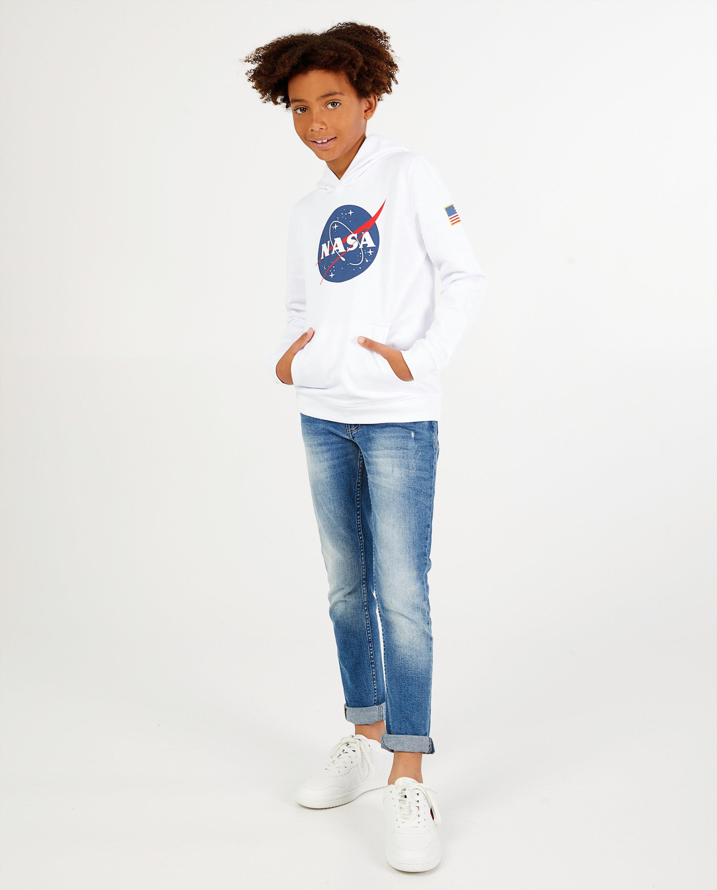 Witte NASA-hoodie met print - stretch - NASA
