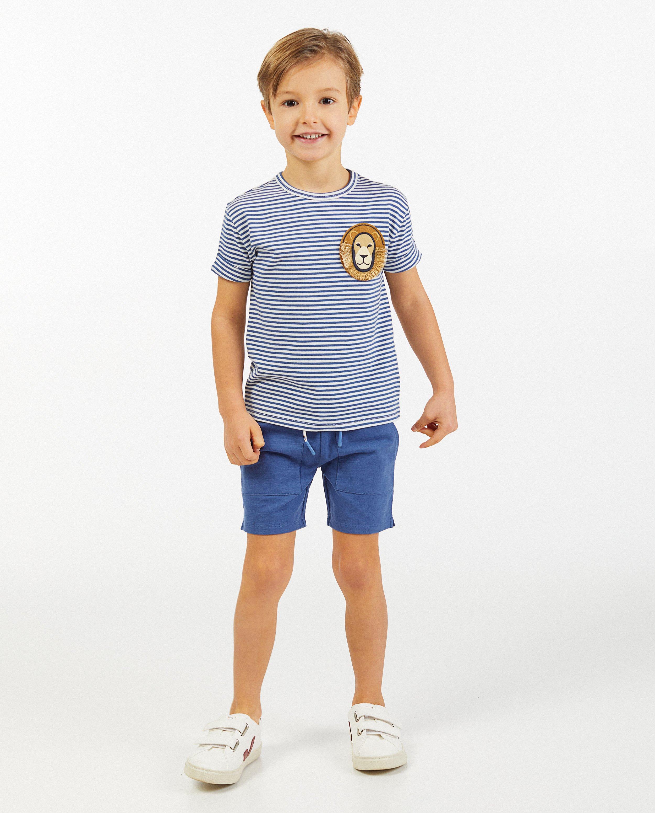 Blauwe short van biokatoen - stretch - Kidz Nation