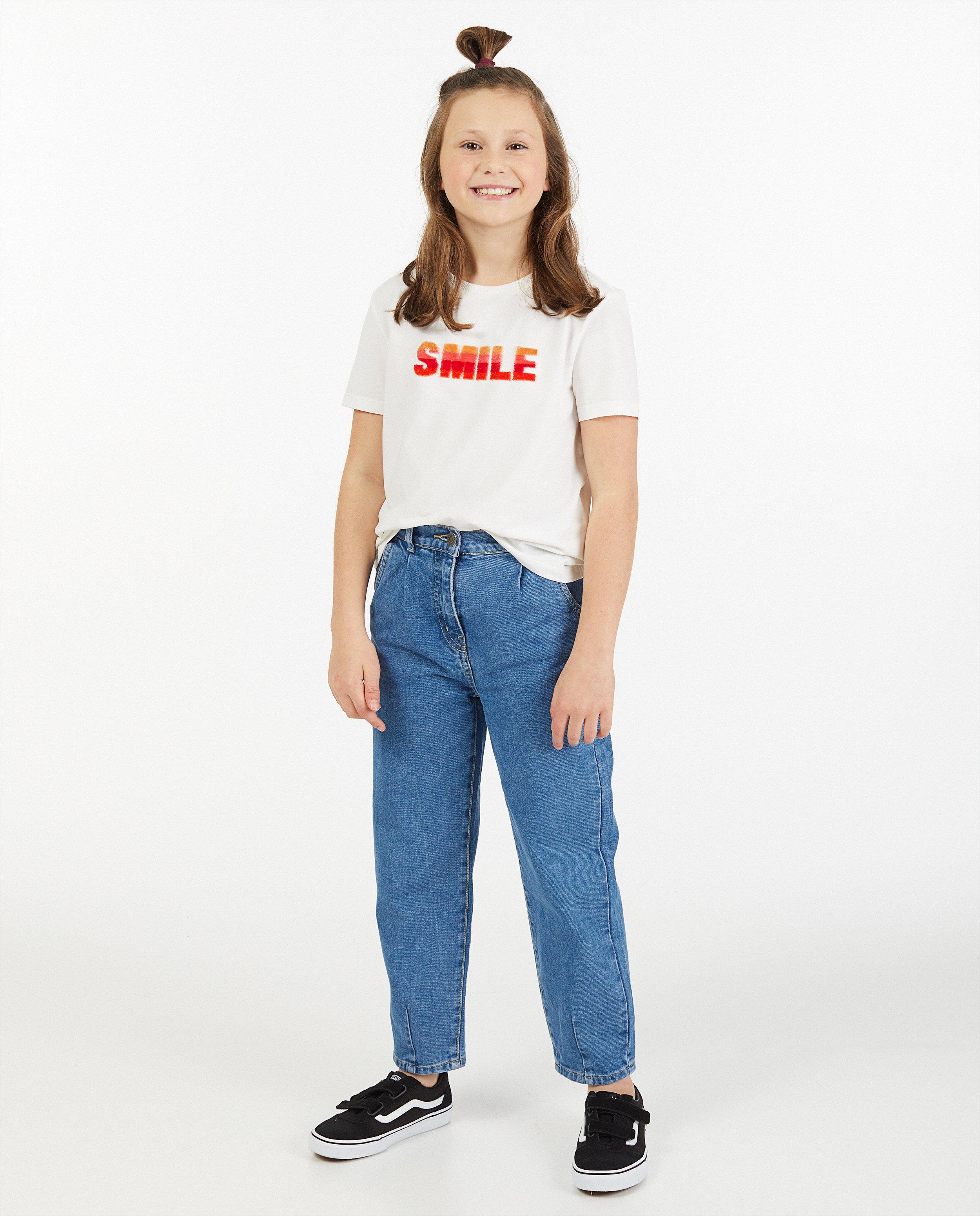Wit T-shirt met opschrift - van biokatoen - Fish & Chips