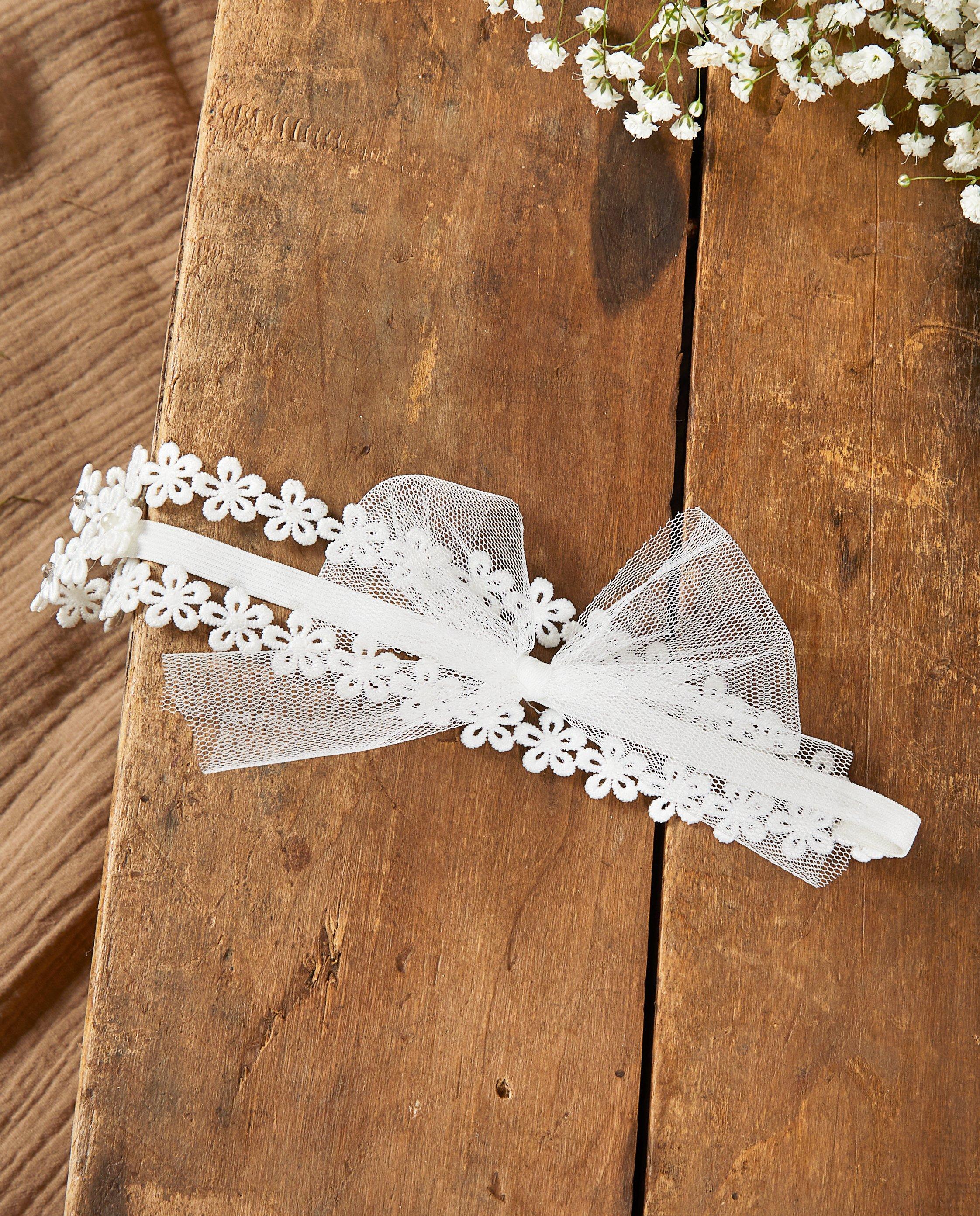 Bandeau à petites fleurs Communion - et nœud - JBC