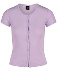T-shirts - T-shirt côtelé lilas avec une fermeture boutonnée