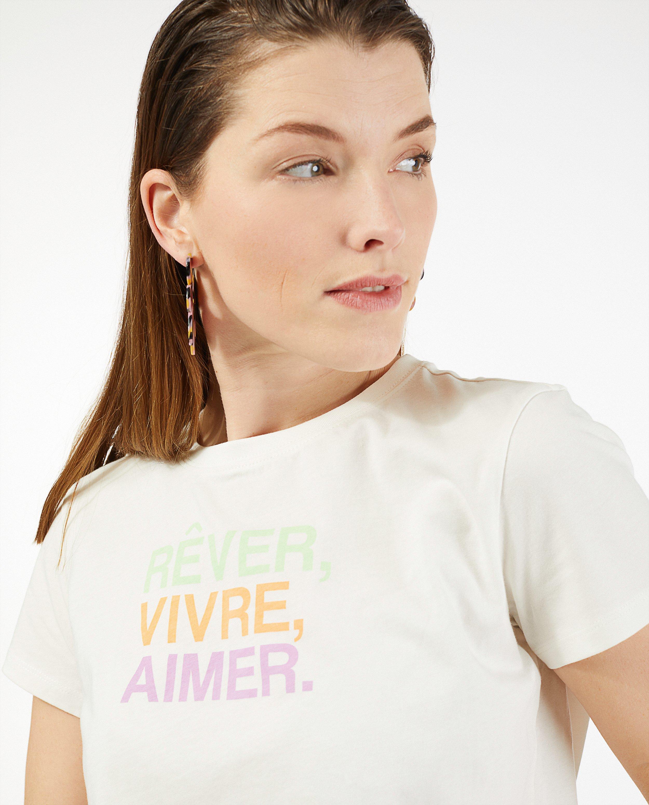 T-shirt blanc en coton bio Sora - à inscription - Sora