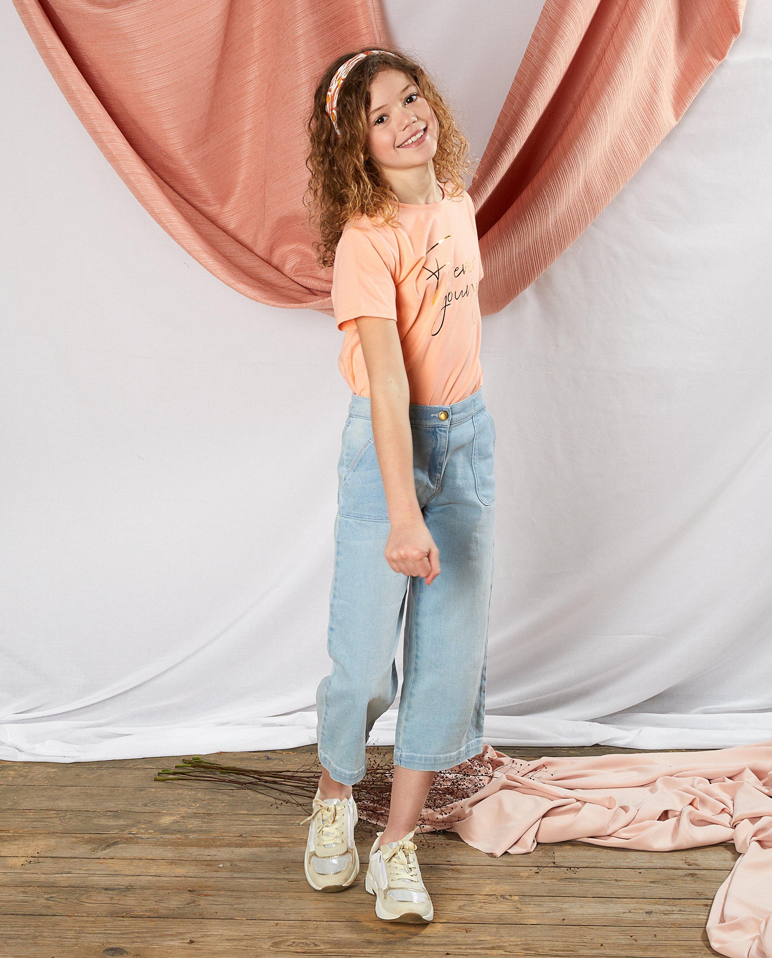 Jeans - Jupe-culotte bleu clair en denim Communion