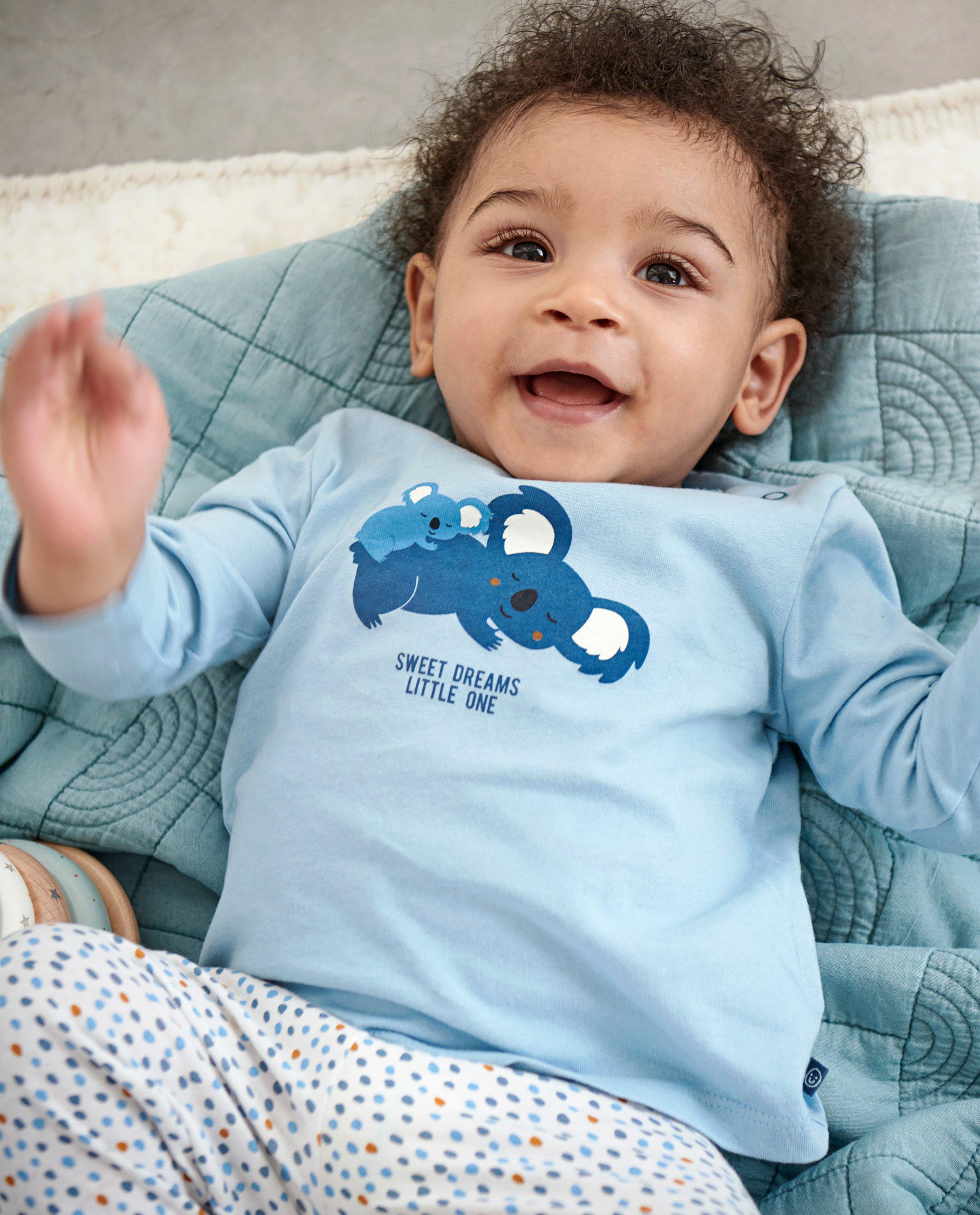 Blauwe pyjama met meegroeibroekje - en stippenprint - Cuddles and Smiles