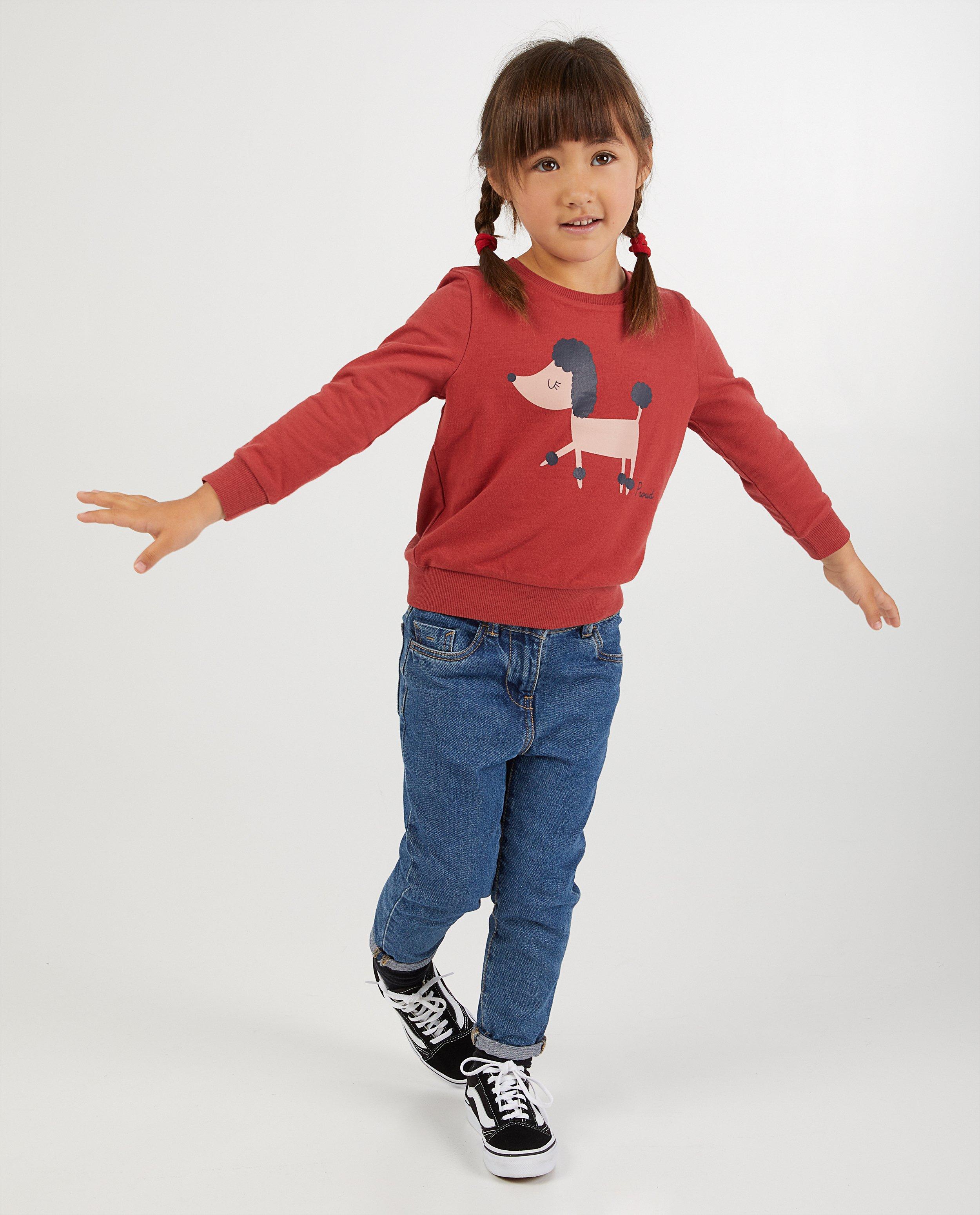 Rode sweater met print BESTies - stretch - Besties