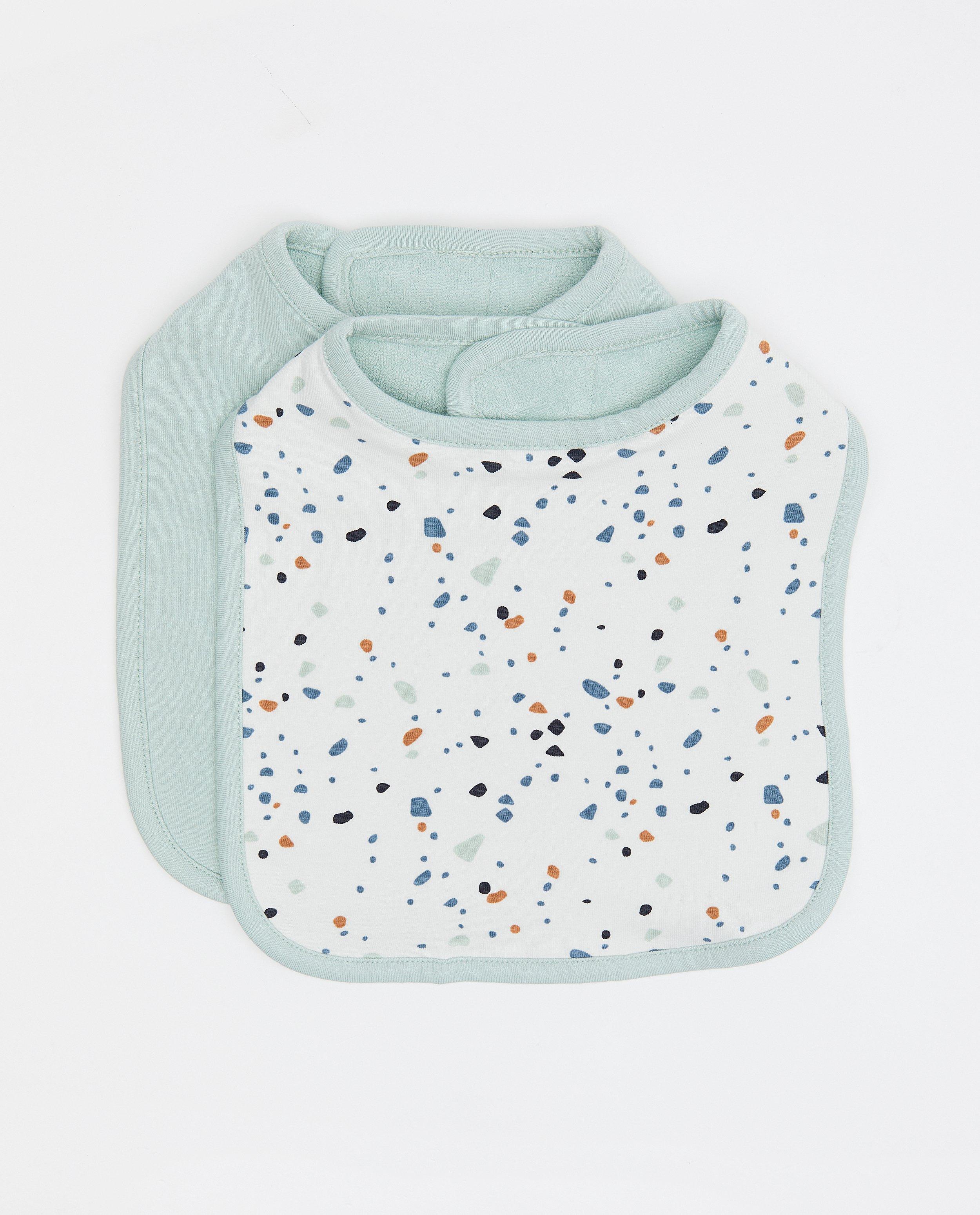 Set van 2 slabbetjes: blauw en wit - met print - Cuddles and Smiles