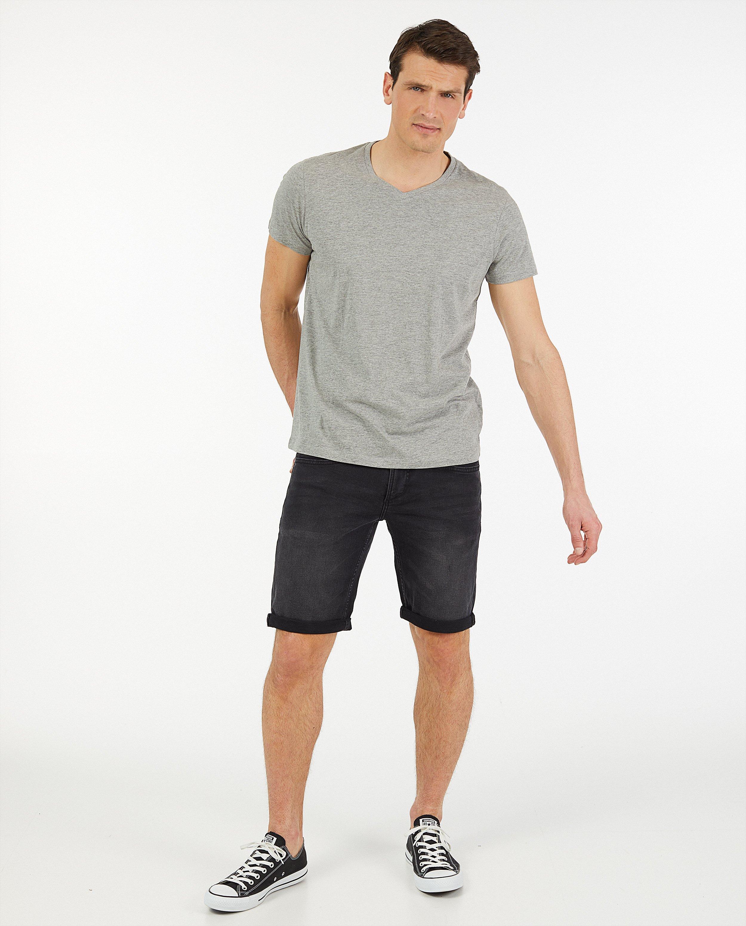 Zwarte bermuda van denim - met verwassen effect - Quarterback