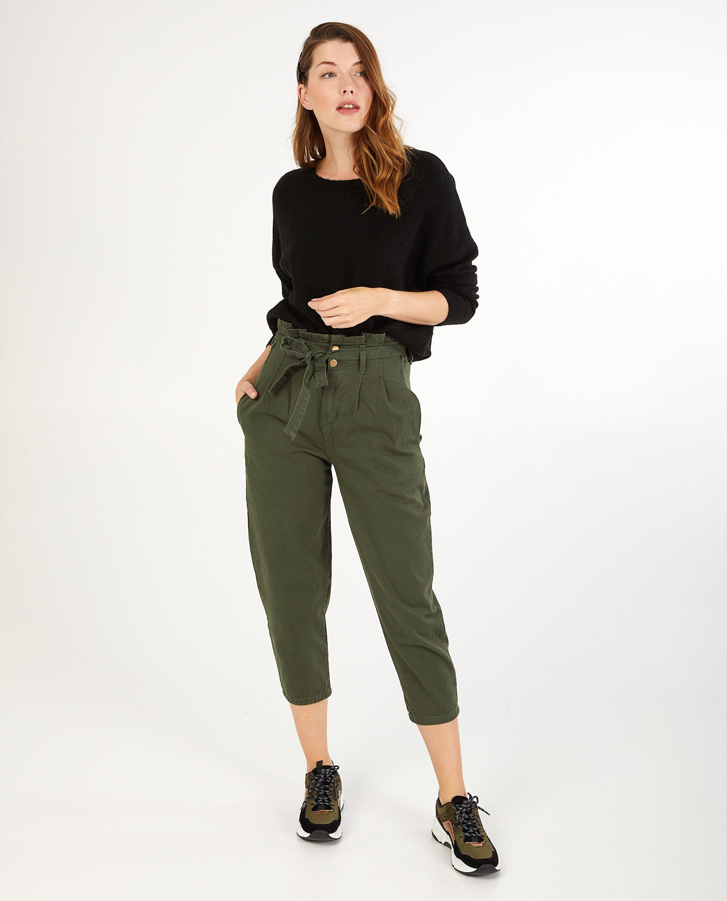 Kakigroene broek Ella Italia - slouchy - Ella Italia