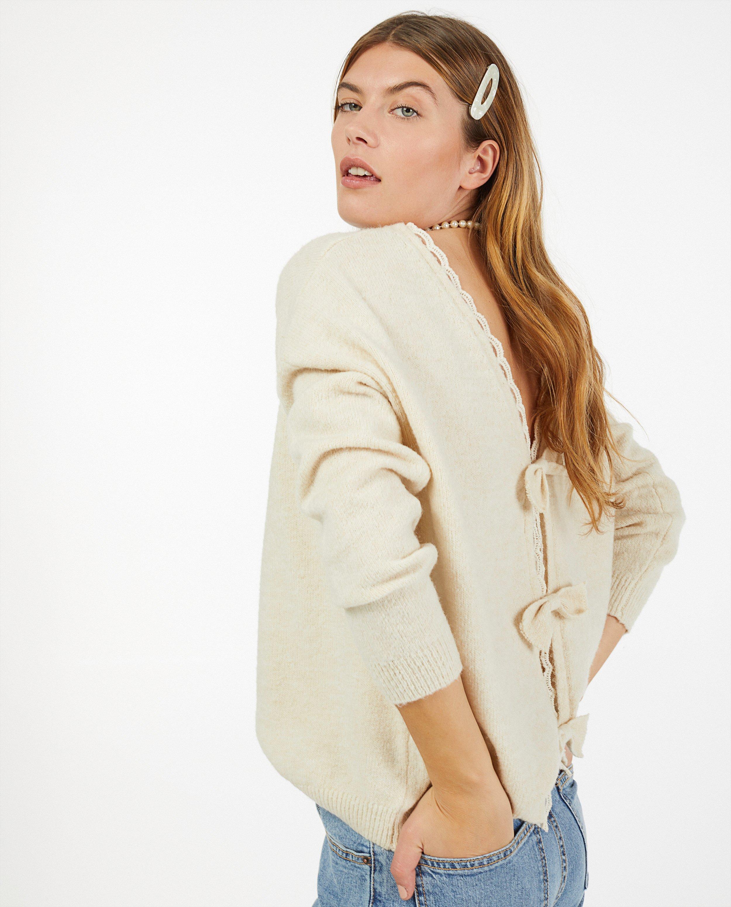 Pulls - Pull blanc avec des petits nœuds