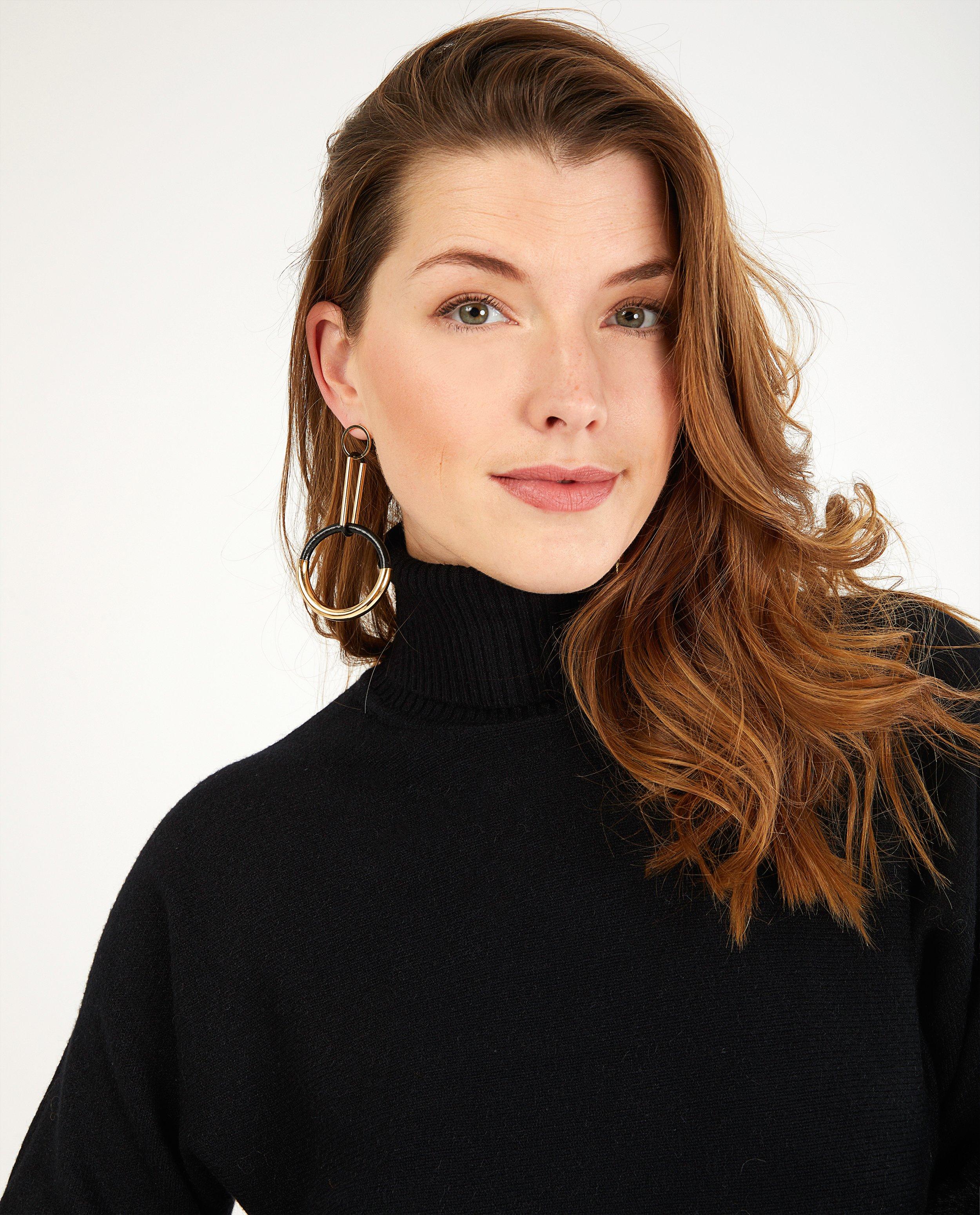 Pulls - Pull noir avec de la fausse fourrure Ella Italia