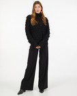Zwarte trui met gebreid patroon - veren - Ella Italia