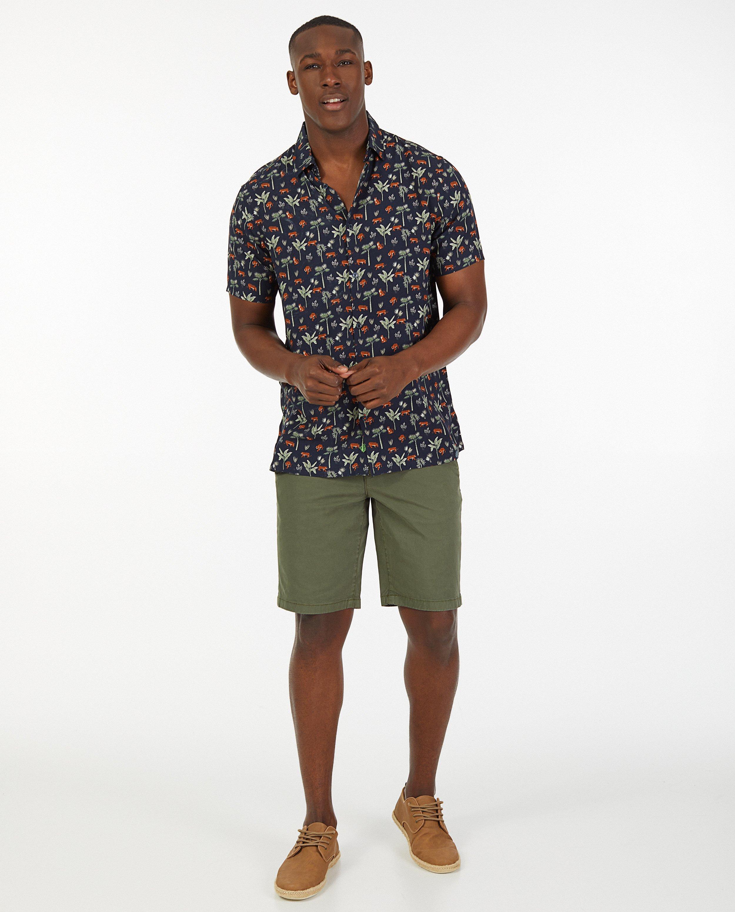 Groene katoenen bermuda - met stretch - Quarterback
