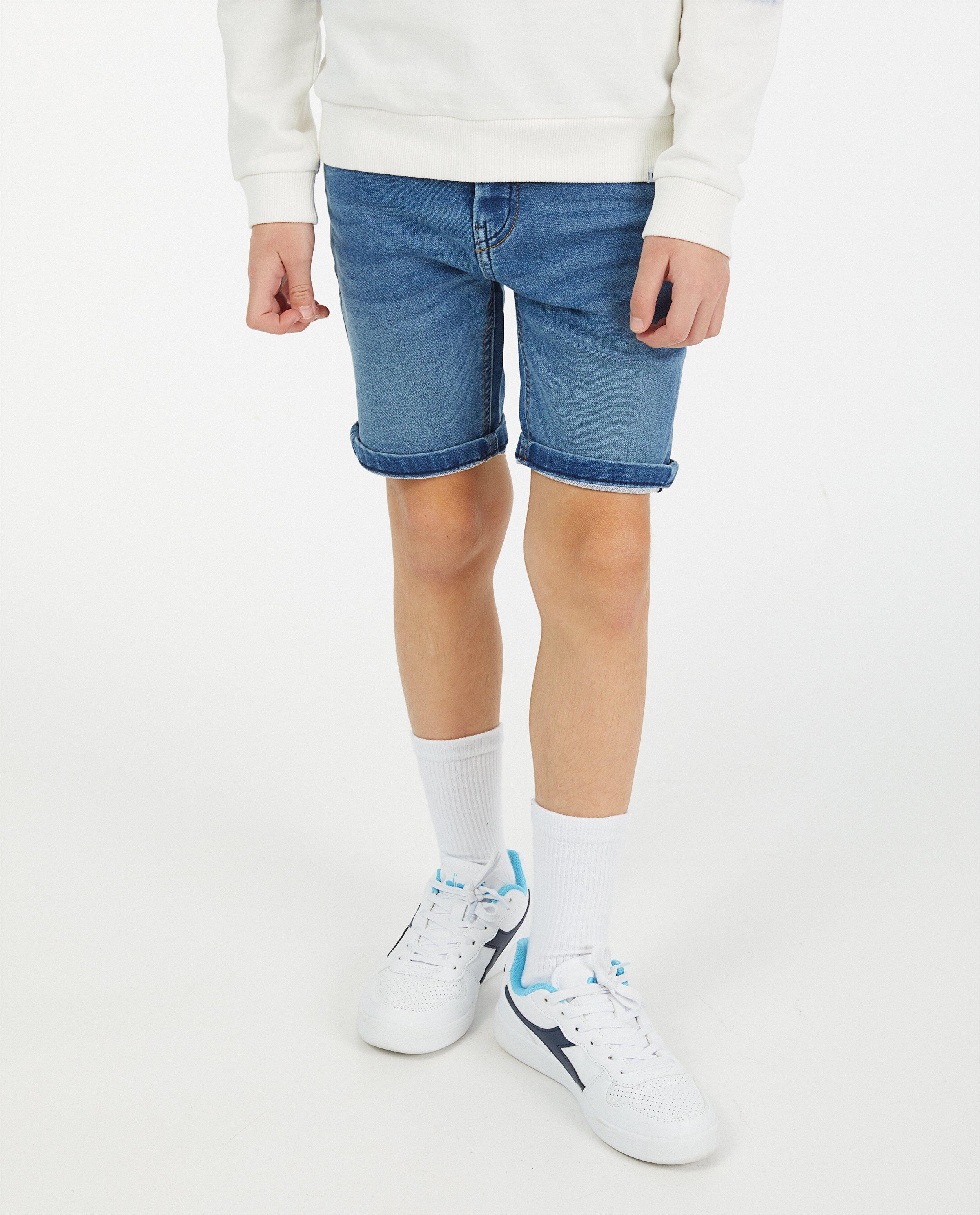 Shorten - Sweat denim bermuda Simon, 7-14 jaar