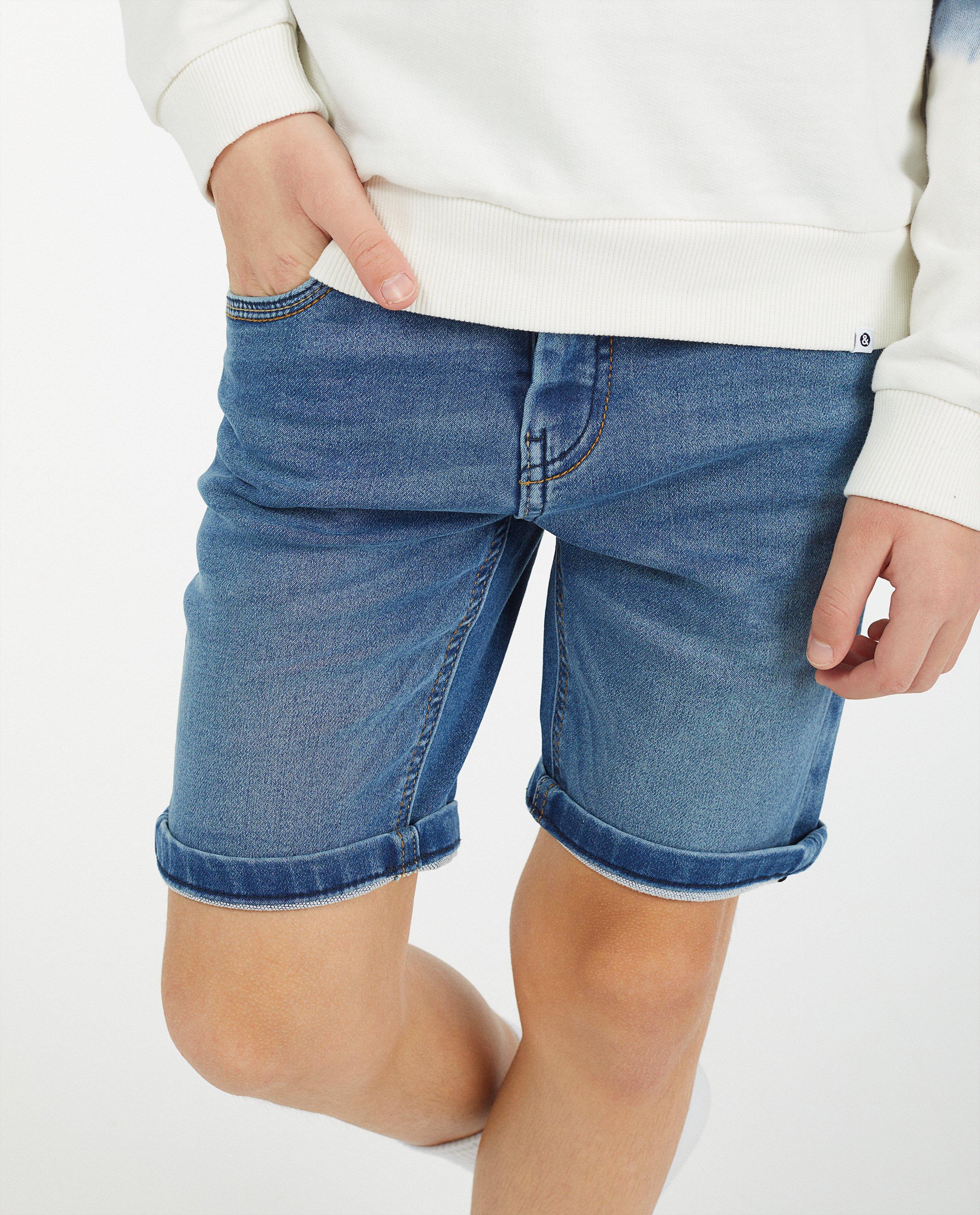 Shorten - Sweat denim bermuda Simon, 7-14 jaar