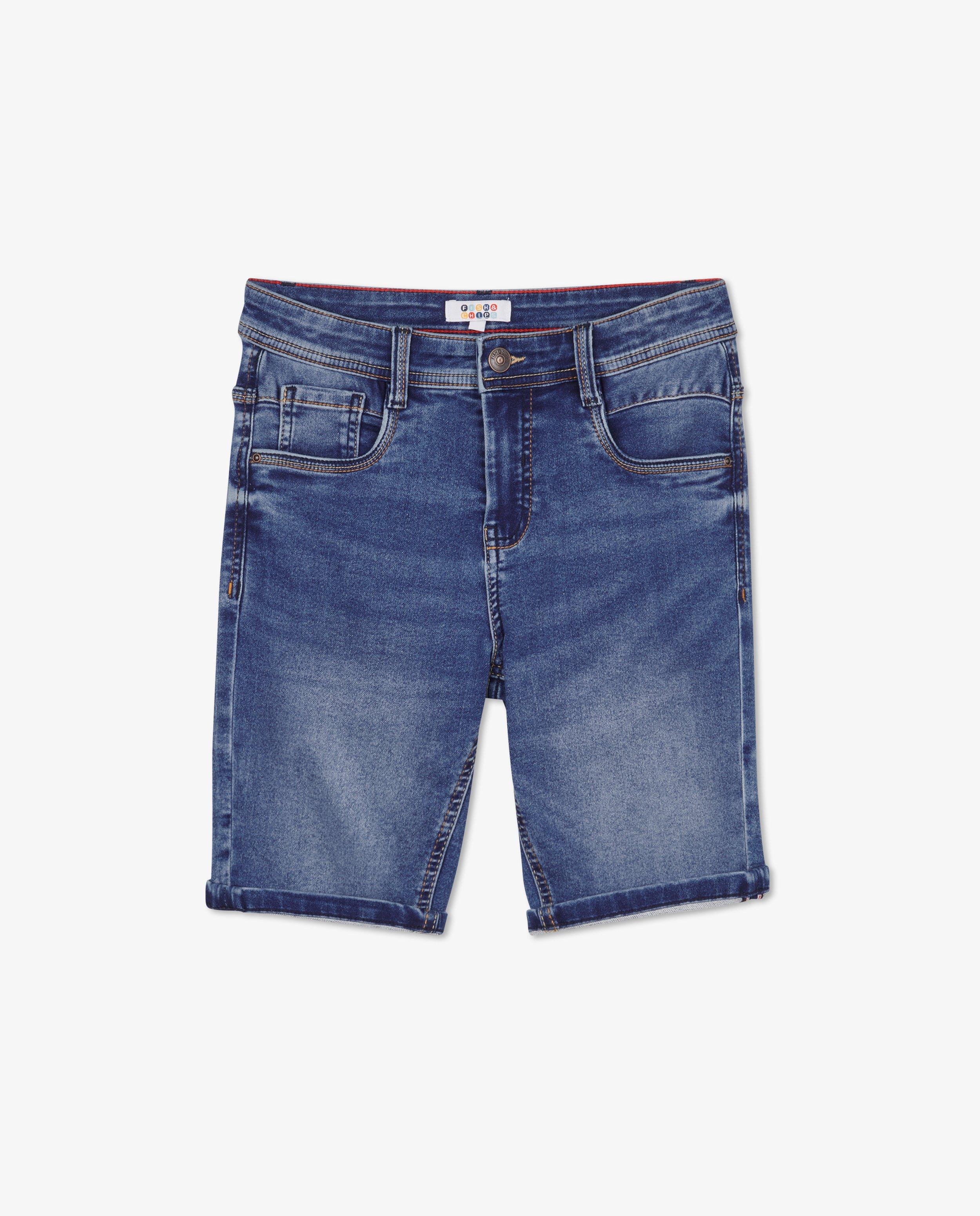 Shorten - Sweat denim bermuda Simon, 7-14 jaar