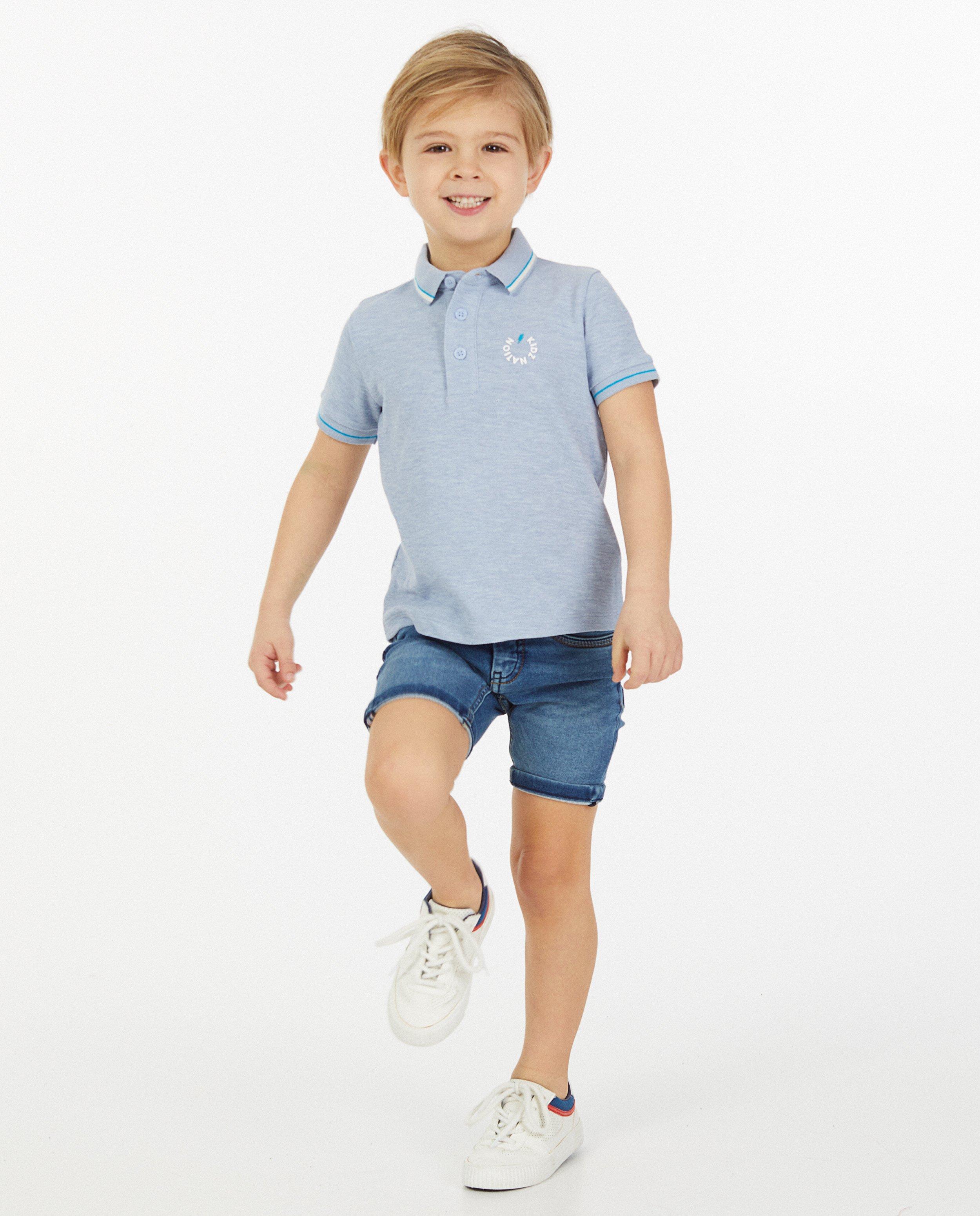 Bermuda en sweat denim Simon, 2-7 ans - slim fit - JBC