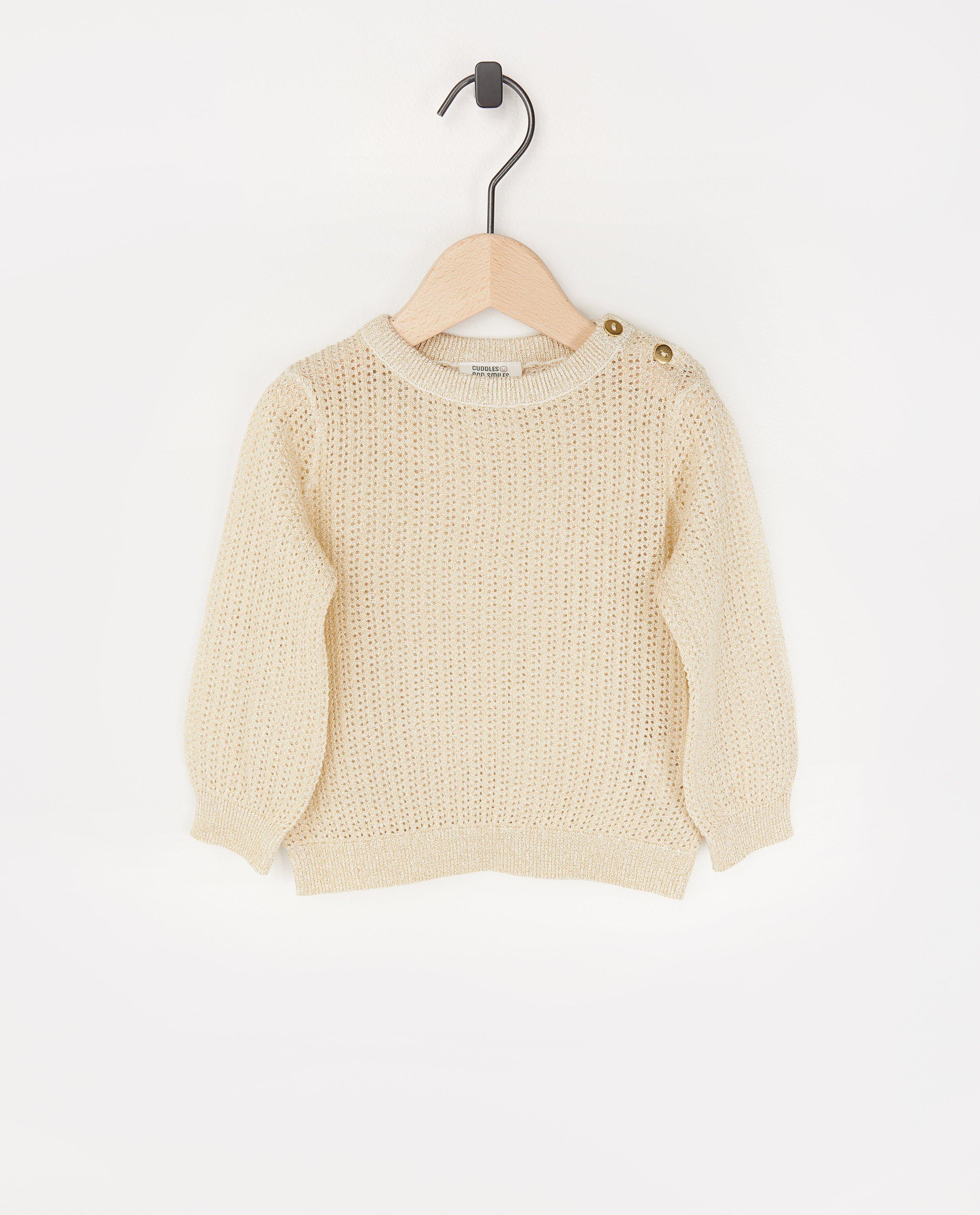 Pull doré avec une partie ajourée - en coton bio - Cuddles and Smiles