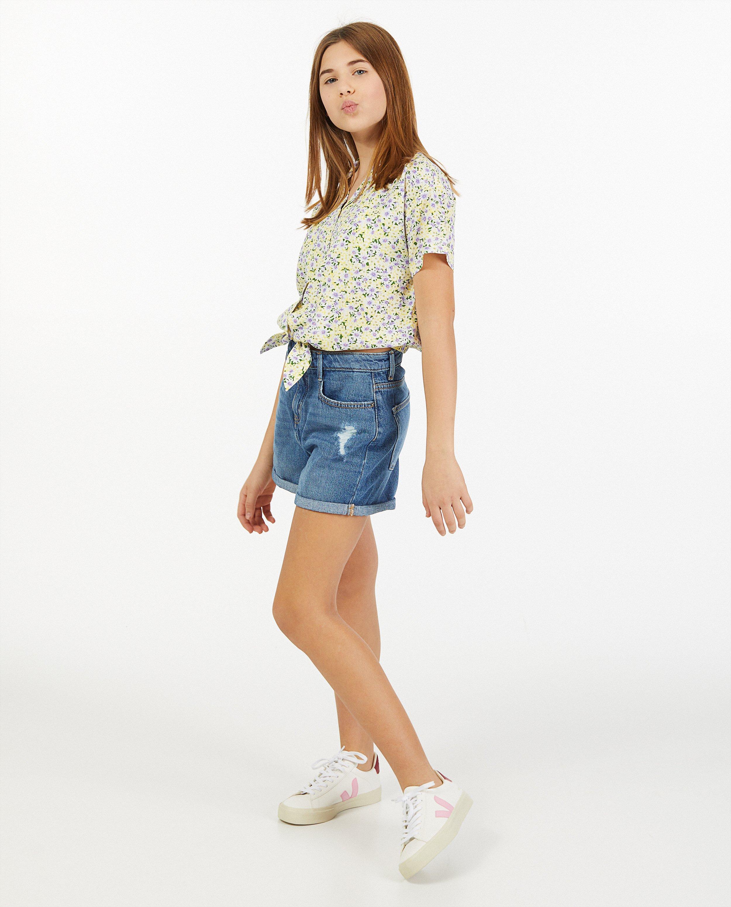Blauwe jeansshort - destroyed - Groggy