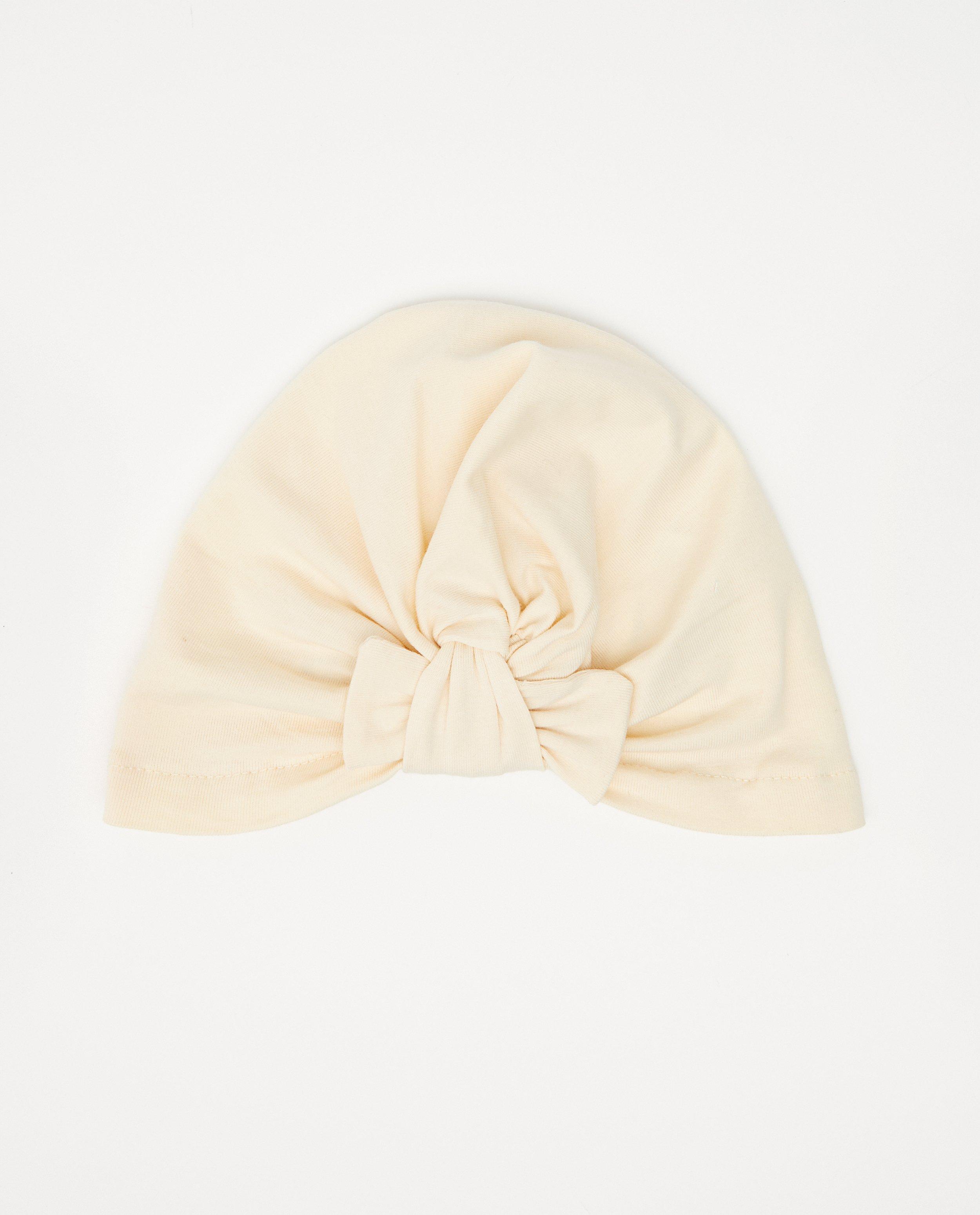 Bonnet écru en coton bio - avec nœud - Cuddles and Smiles