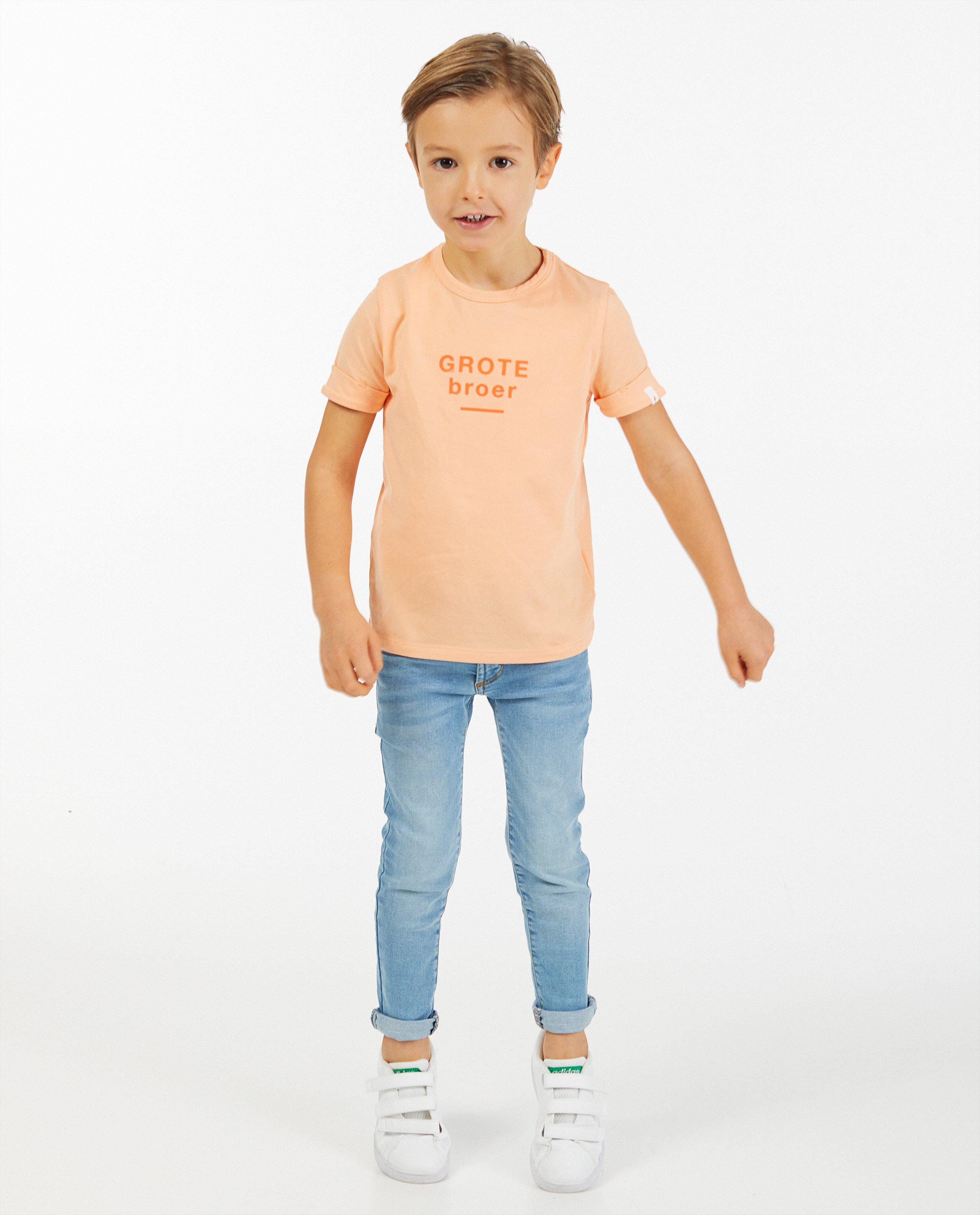 T-shirt orange à inscription - en coton bio - Fish & Chips
