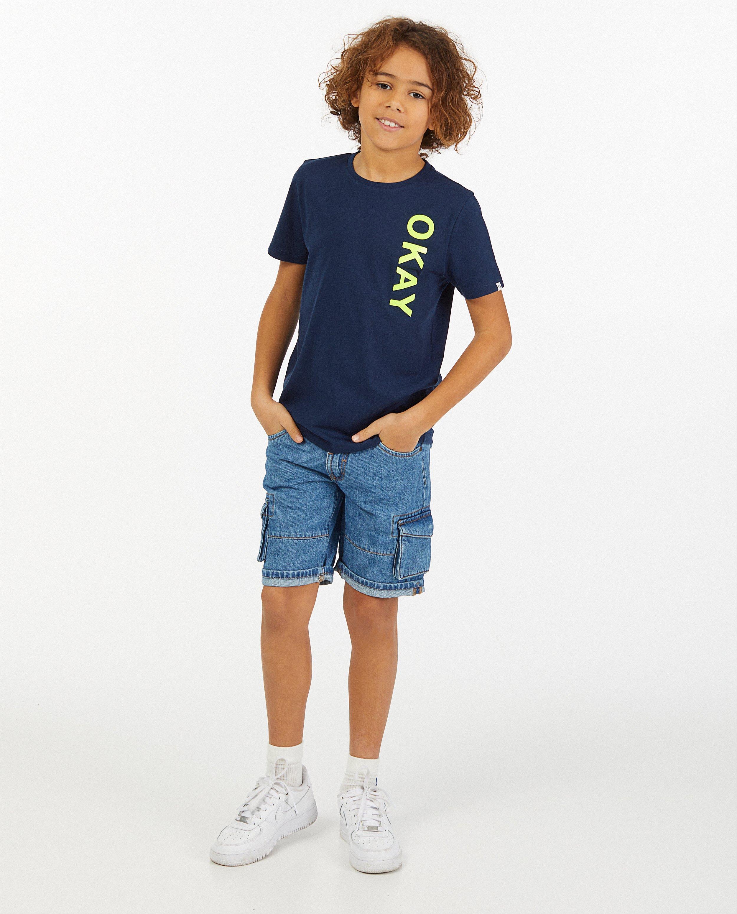 Oranje T-shirt met opschrift - van biokatoen - Fish & Chips