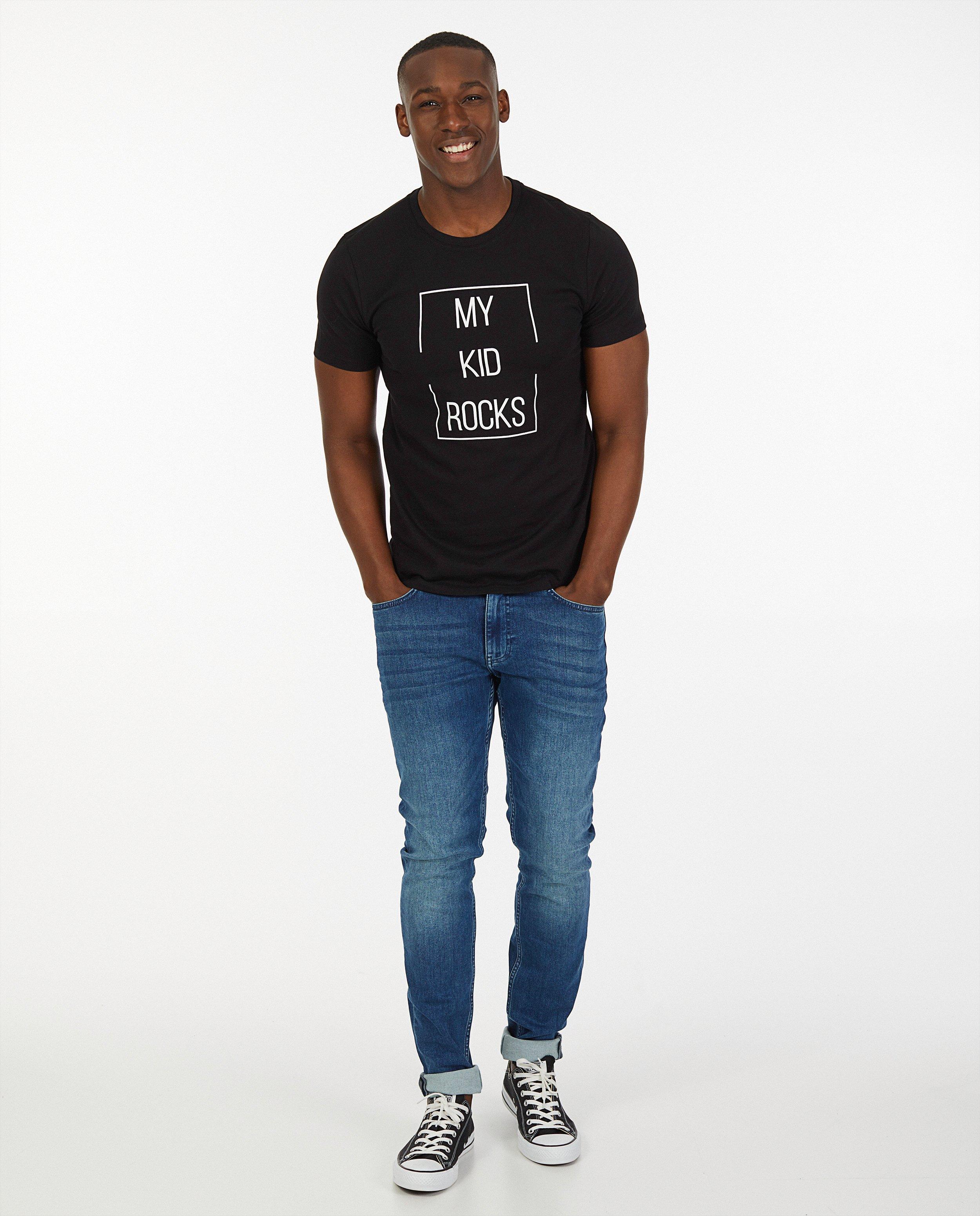 Twinning heren T-shirt met opschrift - #familystoriesjbc - Familystories