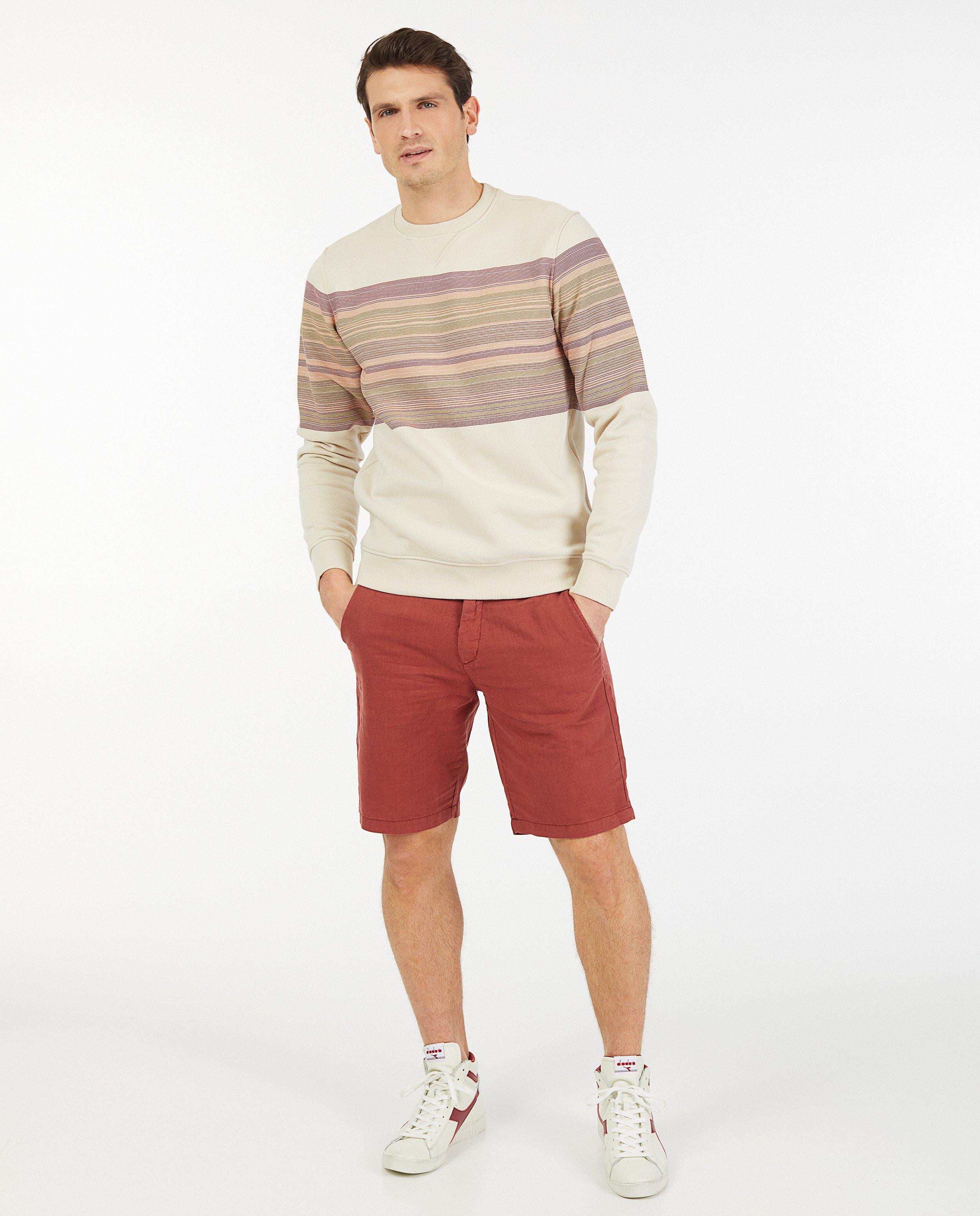 Offwhite sweater met strepen - van biokatoen - Quarterback