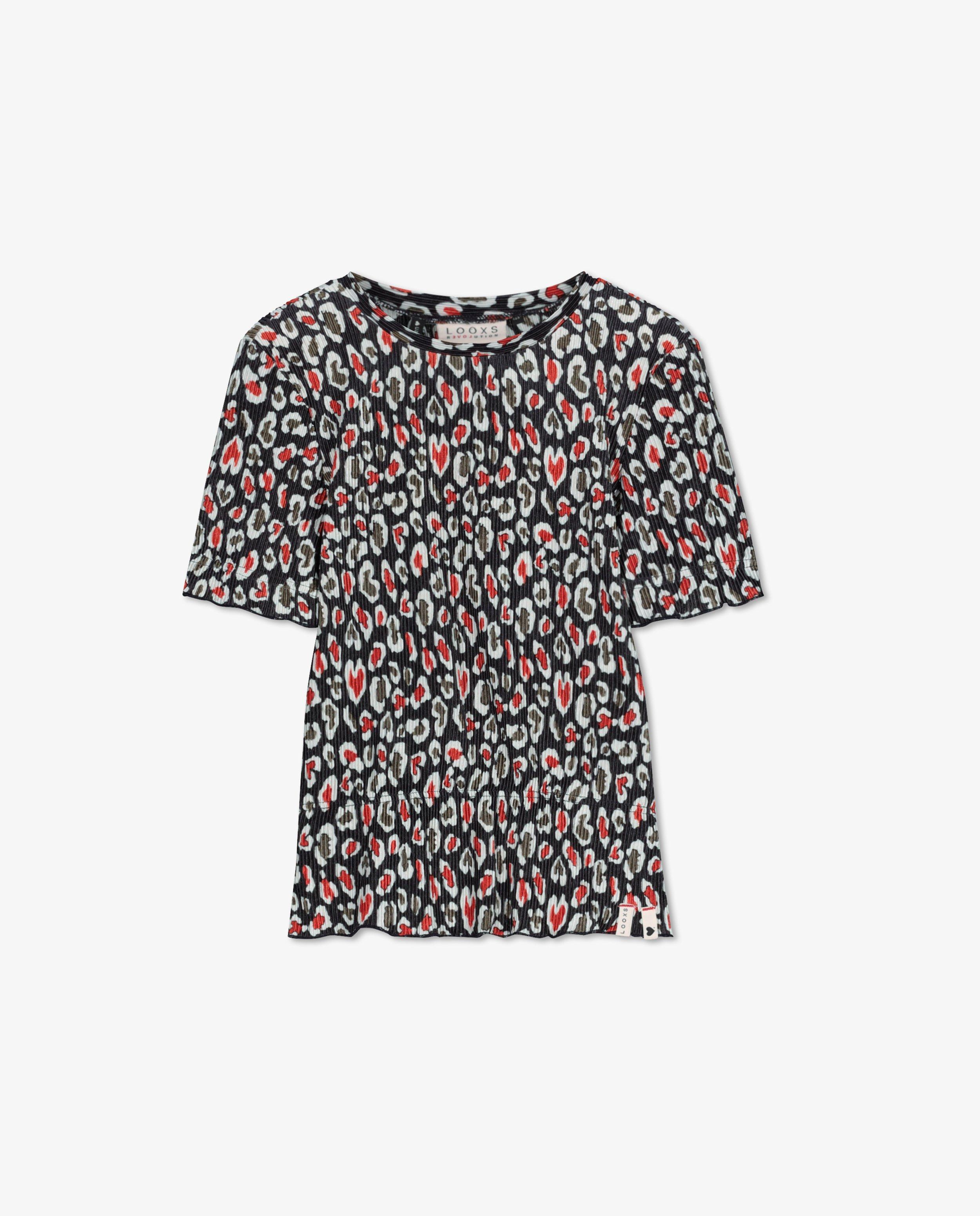 Zwart T-shirt met kreukeffect Looxs - en allover print - Looxs