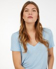 Lichtblauw T-shirt met V-hals Sora - van viscose - Sora