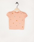 T-shirt rose à broderie - en coton bio - Cuddles and Smiles