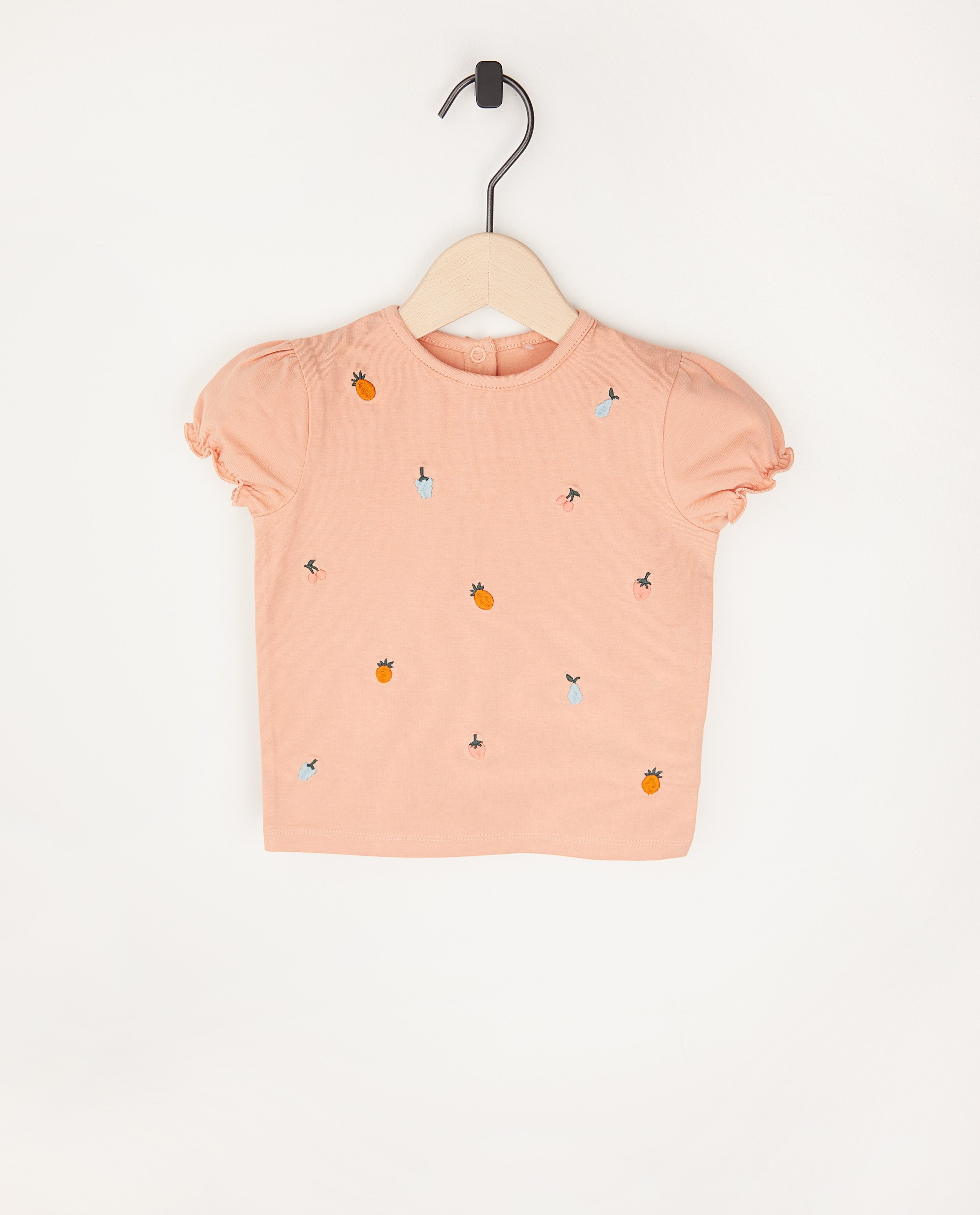 T-shirt rose à broderie - en coton bio - Cuddles and Smiles