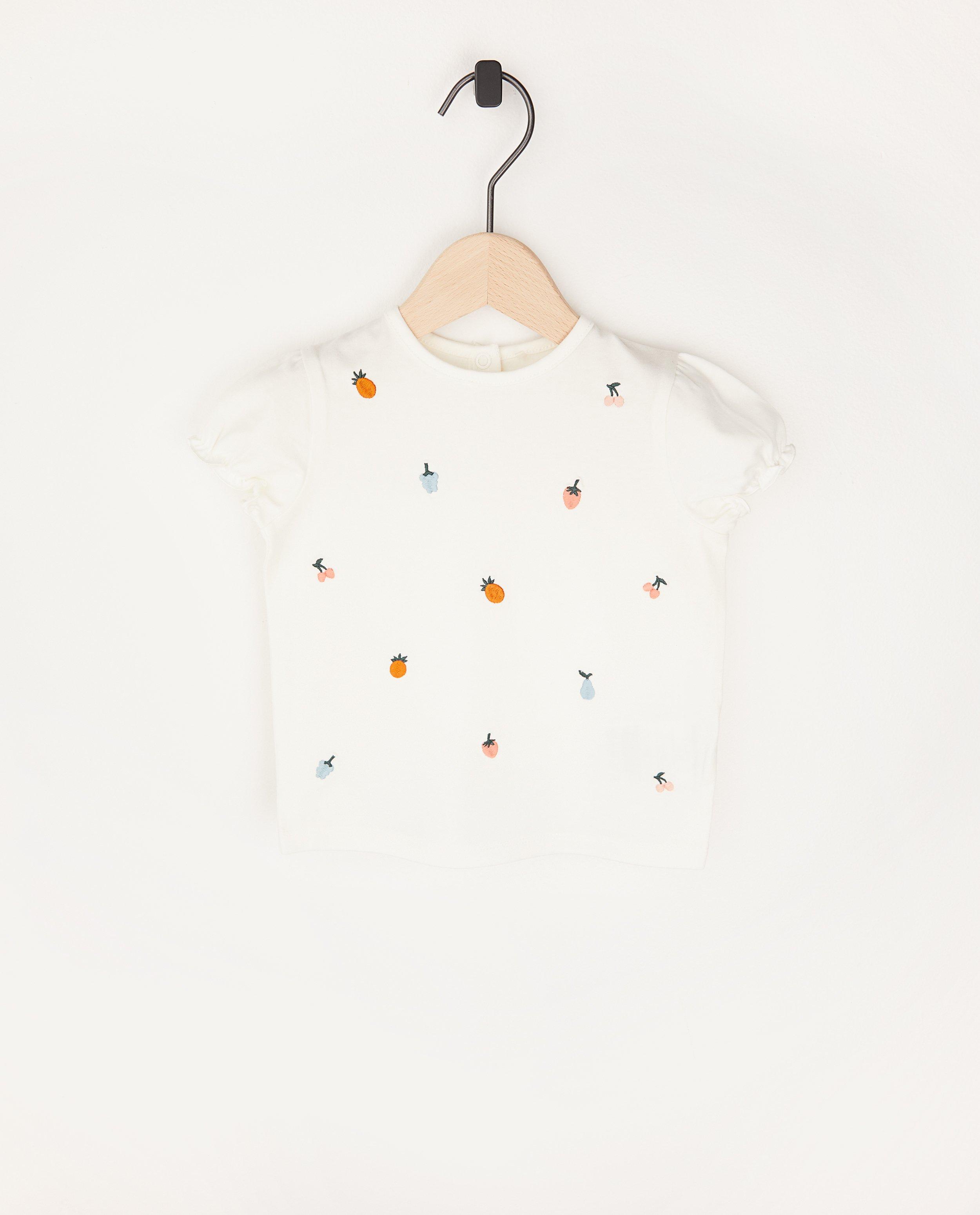 T-shirt blanc à broderie - en coton bio - Cuddles and Smiles