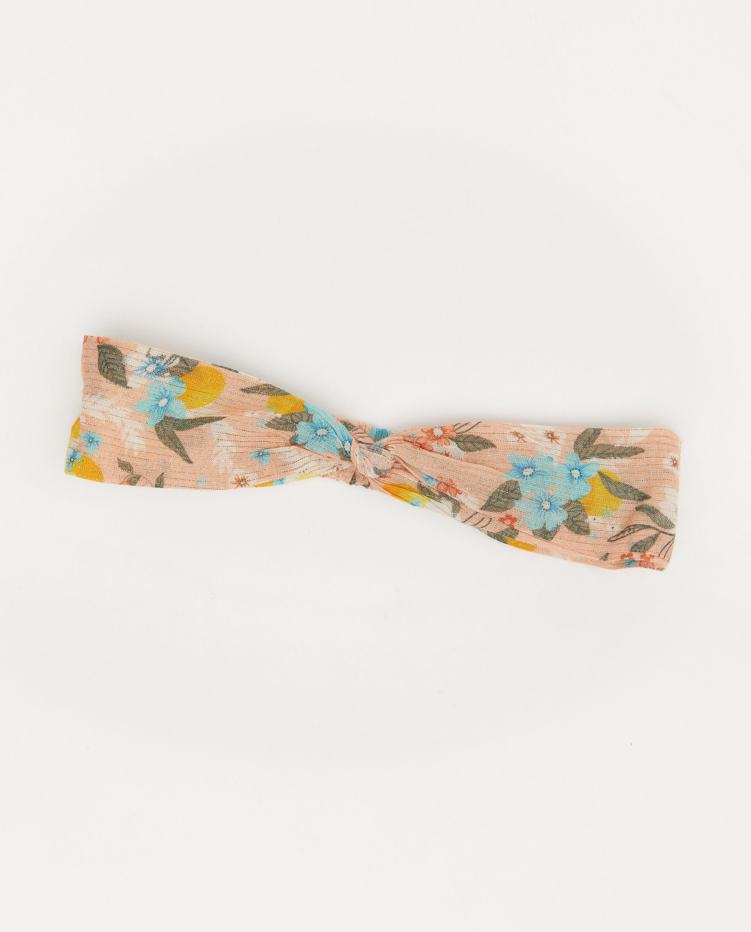 Bandeau rose à imprimé fleuri - fil métallisé - Cuddles and Smiles