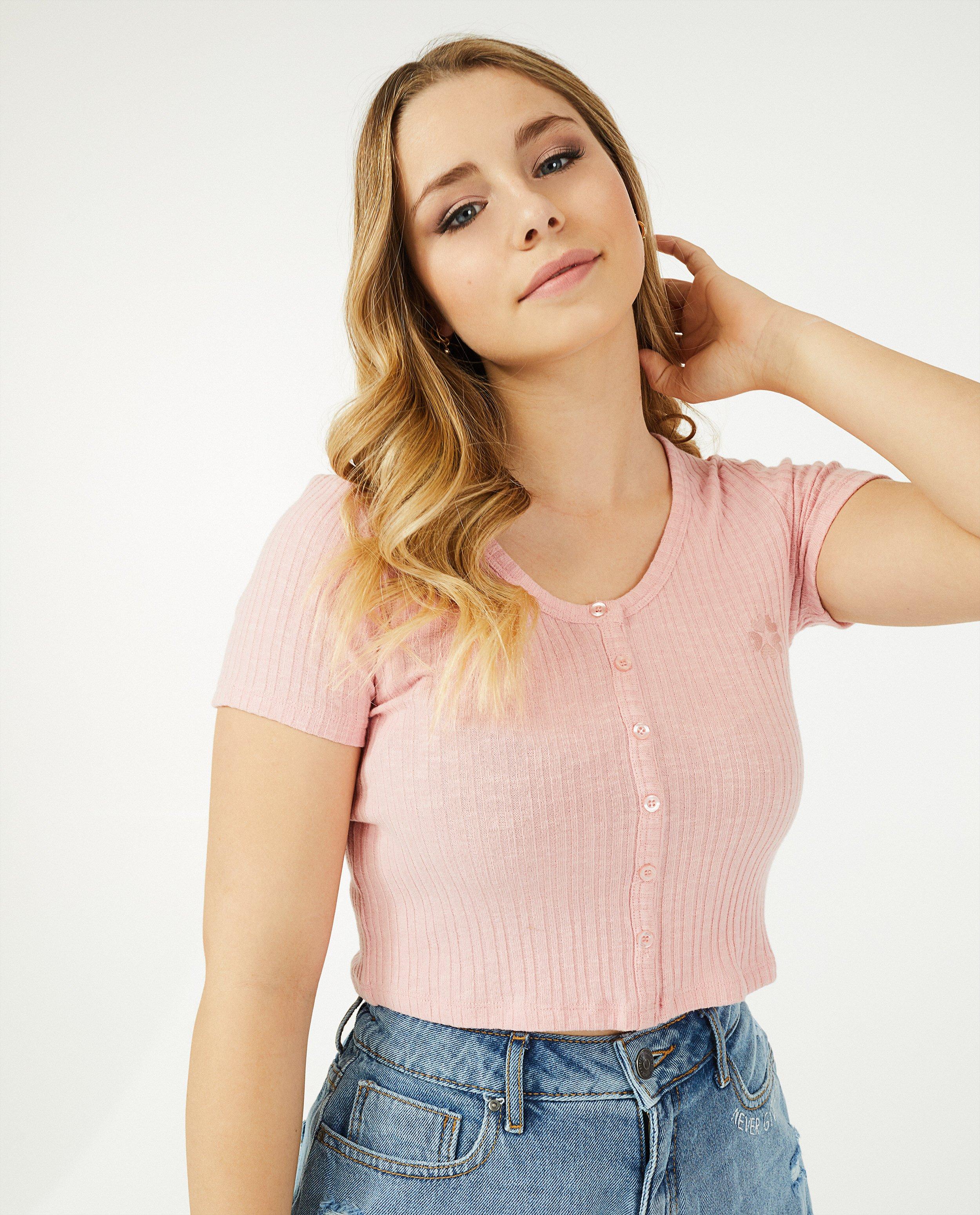 T-shirts - Cropped T-shirt met rib Steffi Mercie