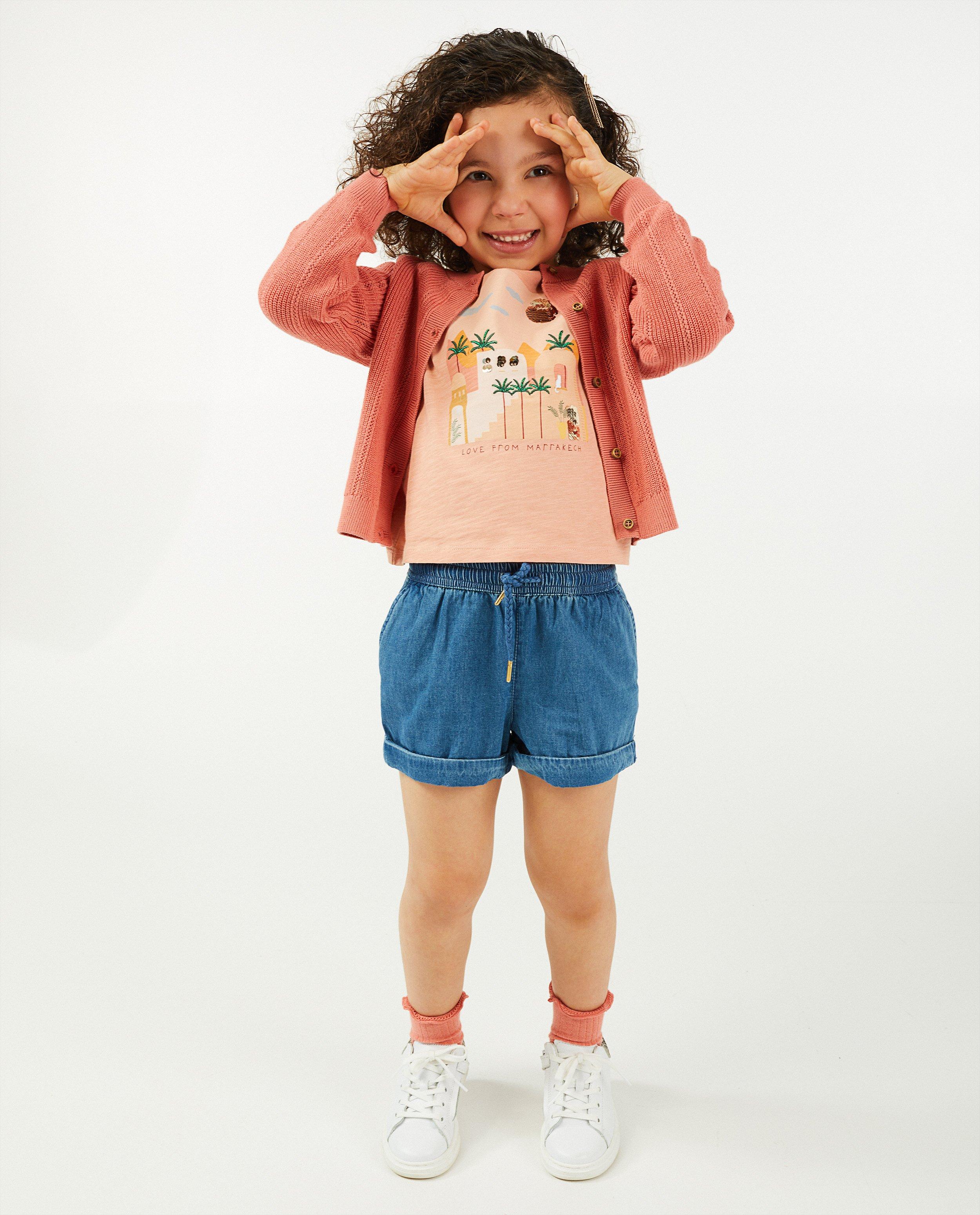 Donkerroze cardigan met ajour - null - Cuddles and Smiles