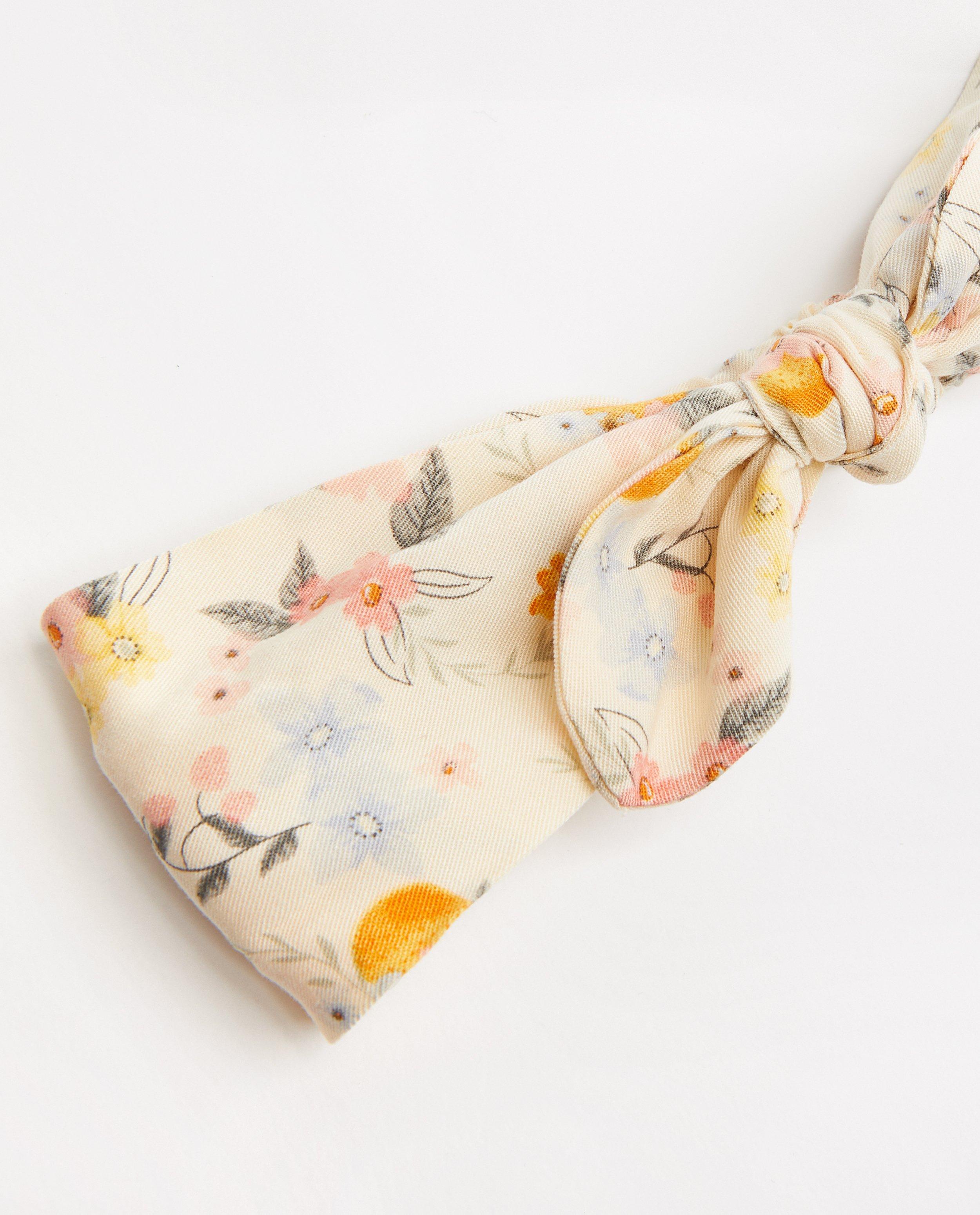 Bonneterie - Bandeau jaune clair à imprimé fleuri
