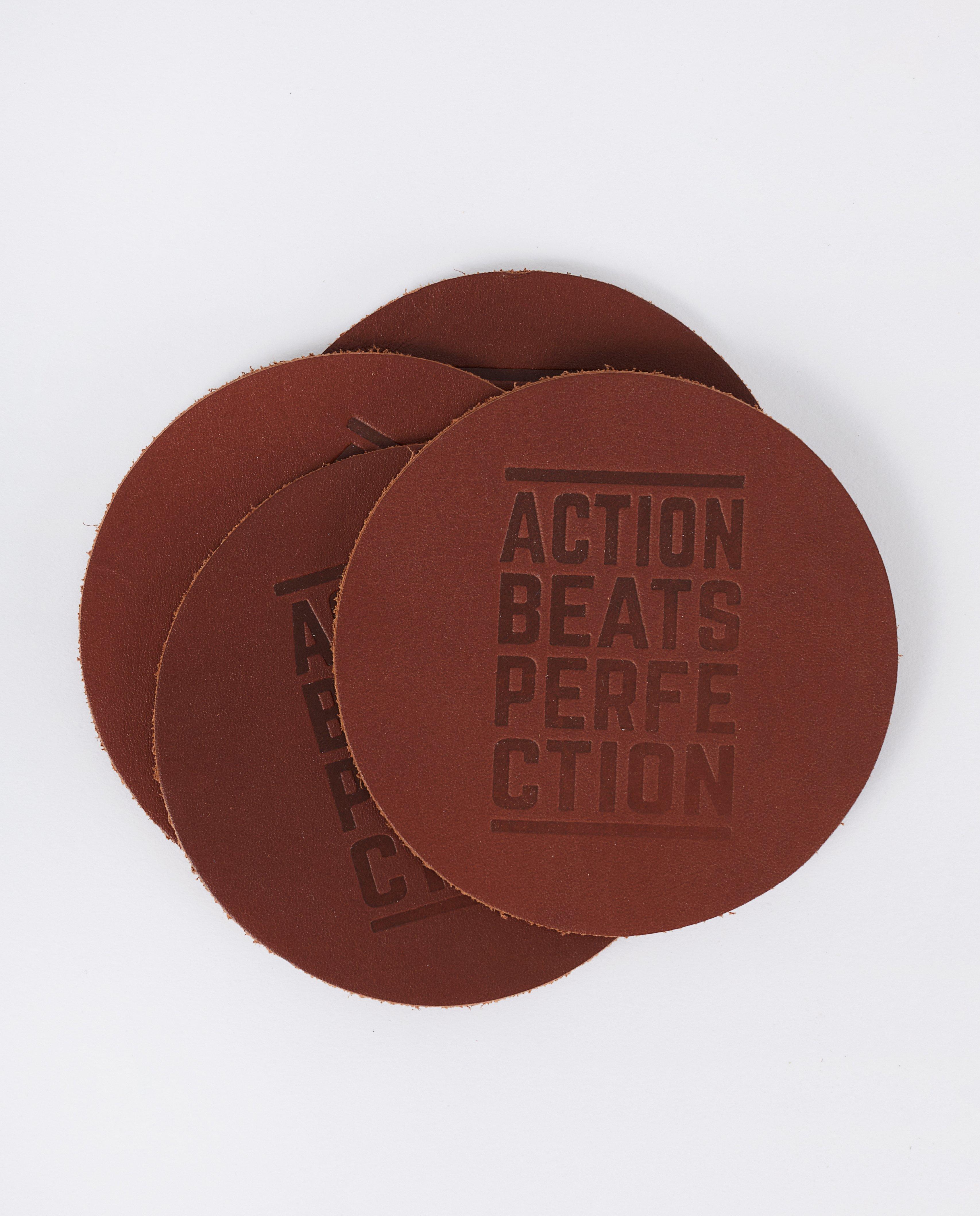 4 sous-verres en cuir Volef - à inscription - JBC
