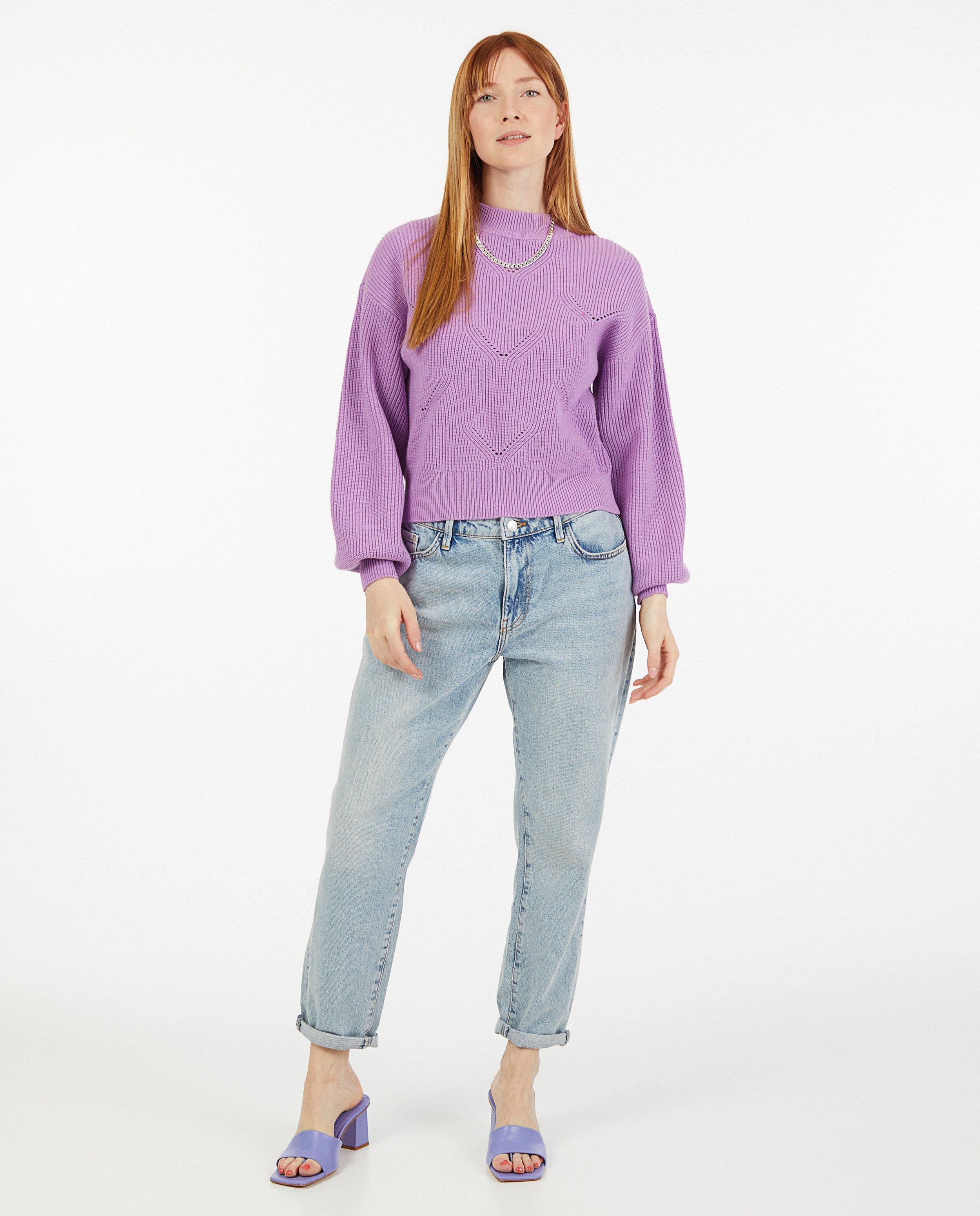 Pull mauve à motif ajouré Sora - fin tricot - Sora