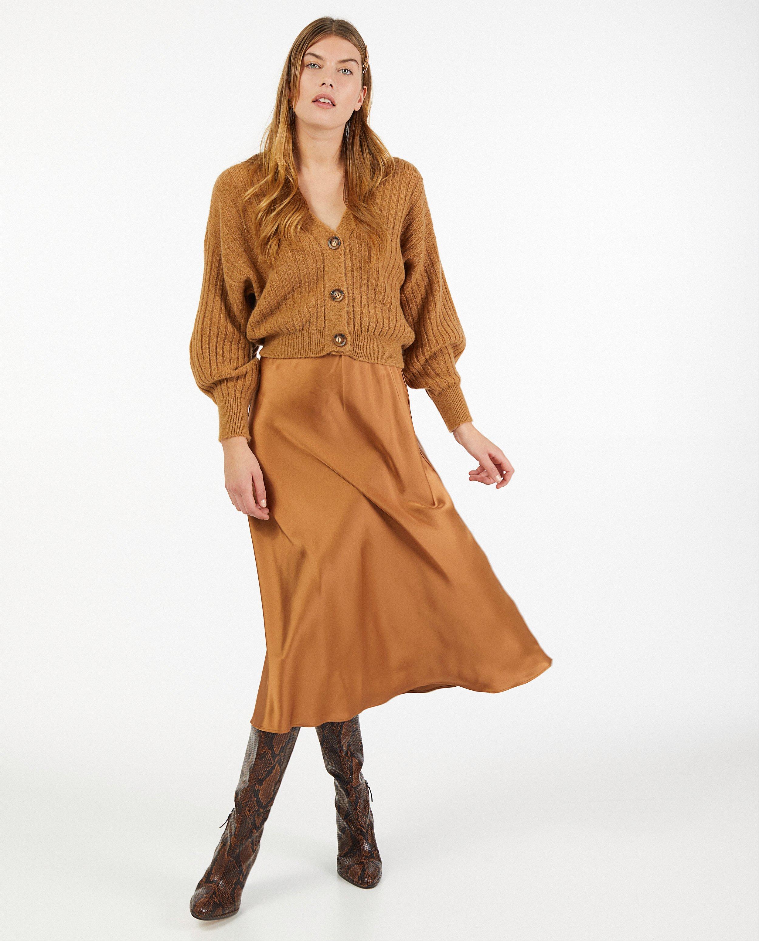 Cardigan brun - à motif tricoté - Ella Italia