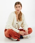 Cardigan blanc en fin tricot - avec fermeture boutonnée - Ella Italia