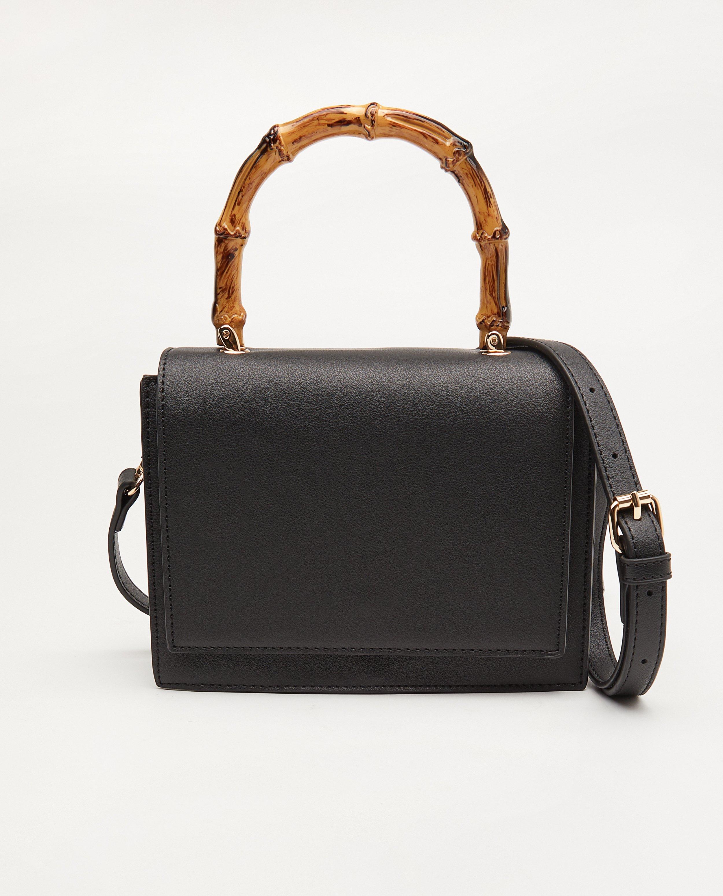 Zwarte handtas met houtlook - klein model - JBC