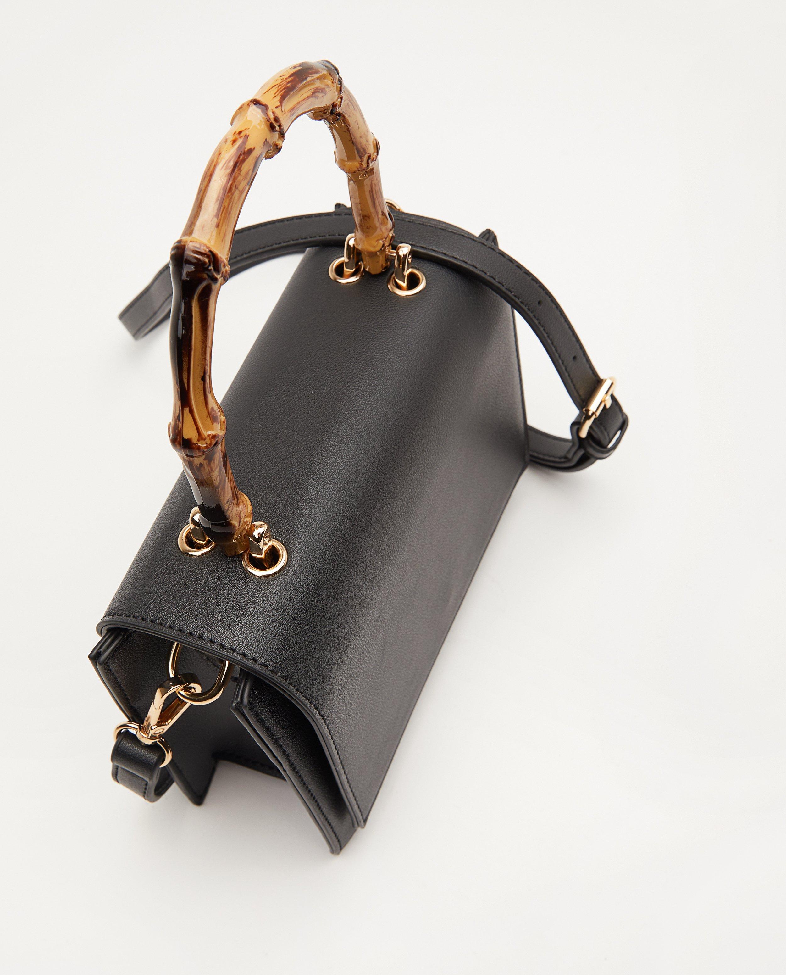 Handtassen - Zwarte handtas met houtlook