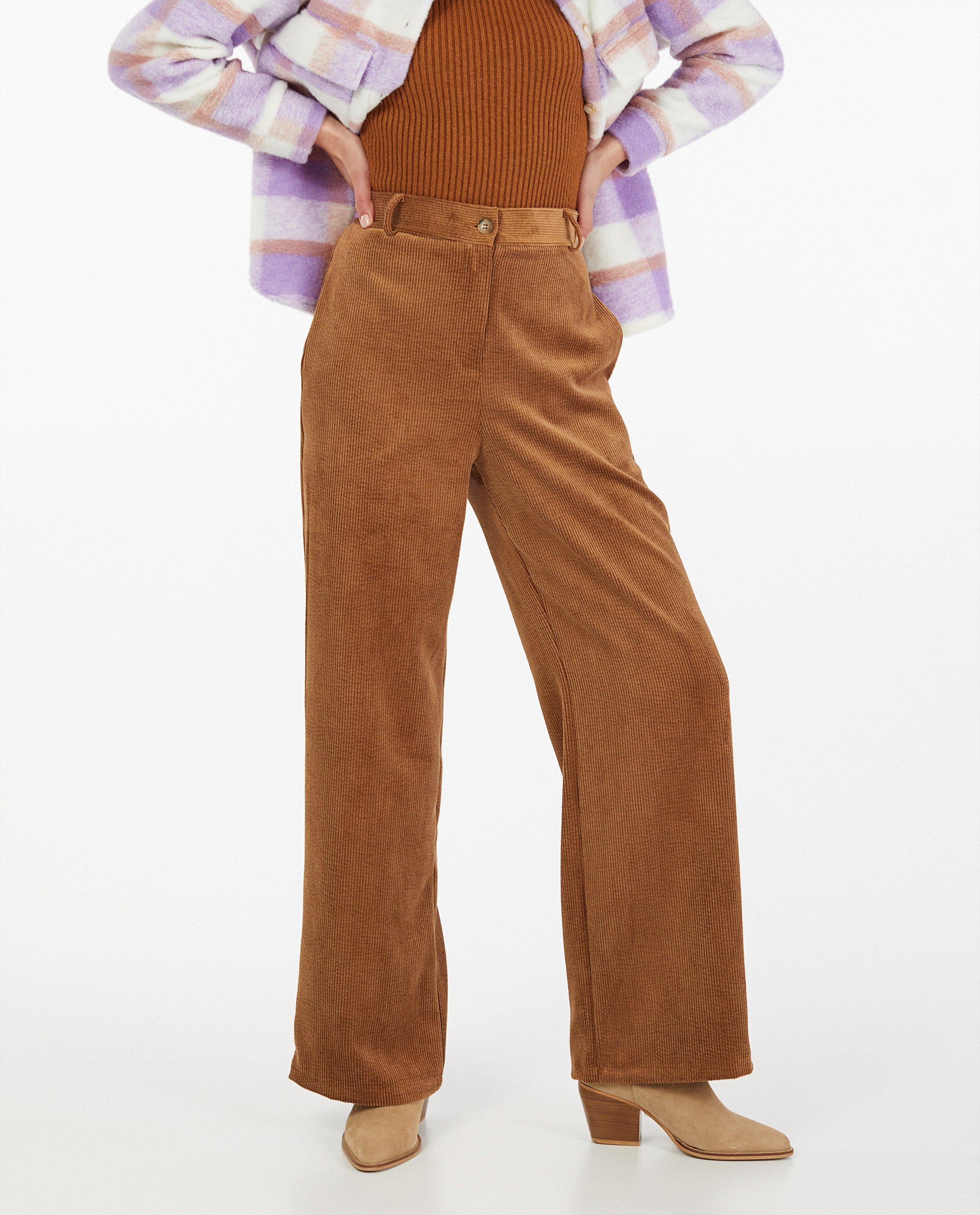 Bruine ribfluwelen broek Ella Italia